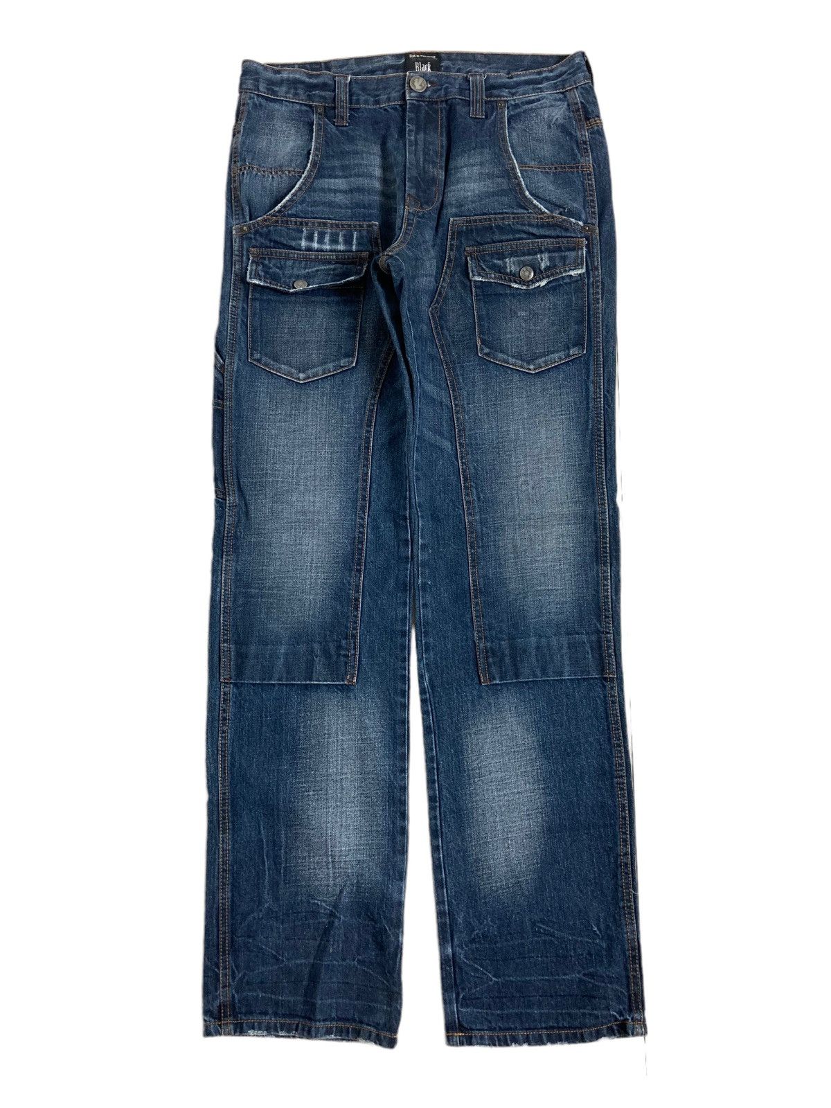 image of Archival Clothing Back Number Bush Jeans Carpenter Double Knee in Blue (Size 32)