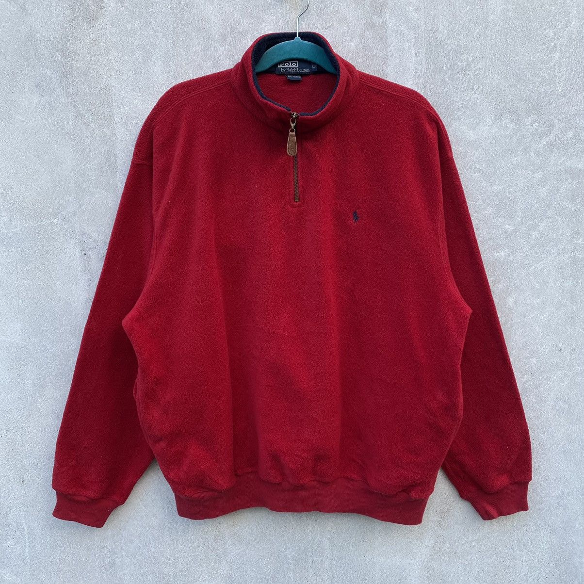 Vintage NICE FLEECE PULLOVER BY POLO RALPH LAUREN Size US XL / EU 56 / 4 - 1 Thumbnail