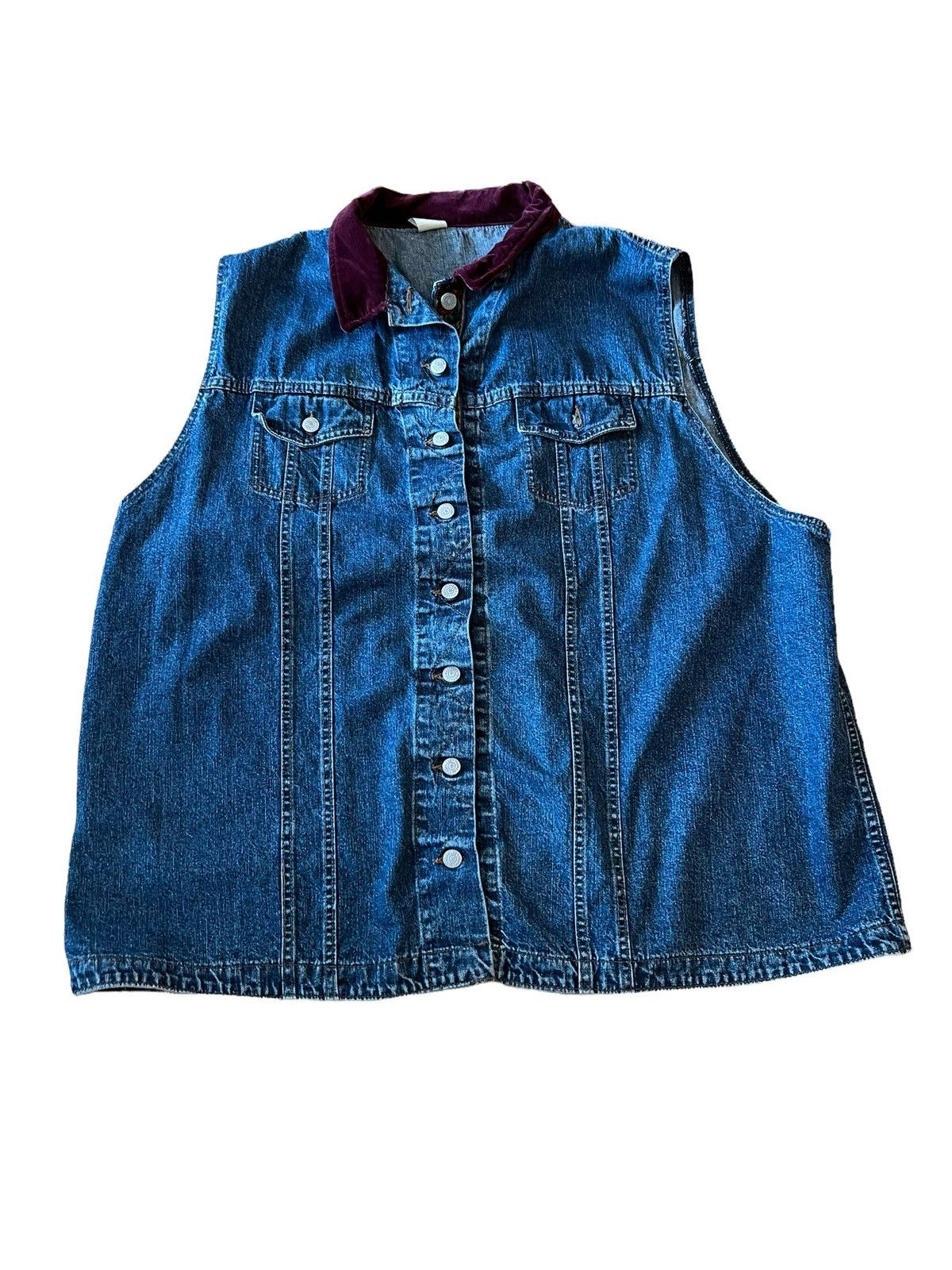 Lee × Vintage Vintage 80s Lee Denim Vest Flower Accent Stitching 3 XL Size US XXL / EU 58 / 5 - 4 Thumbnail