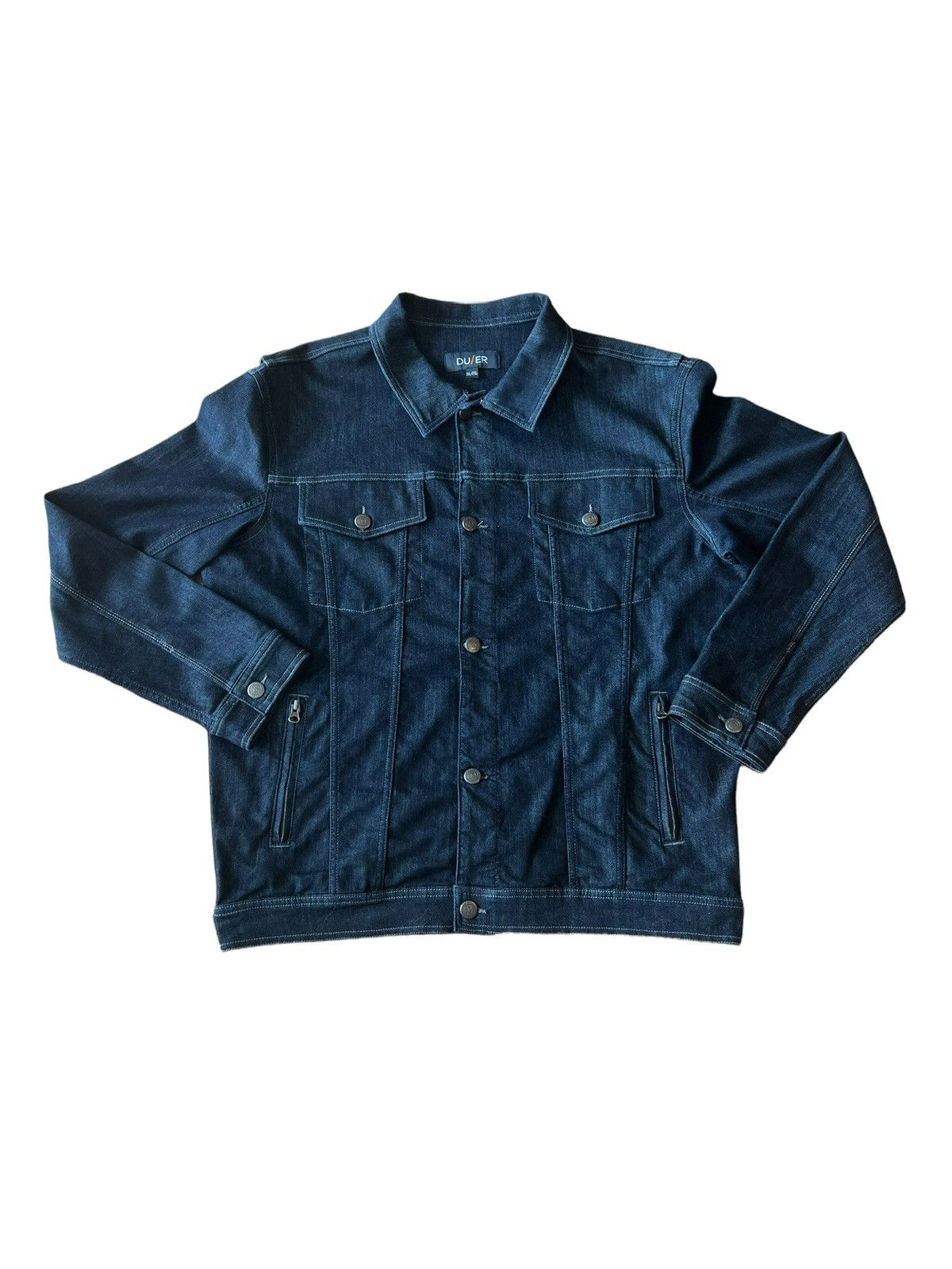 DUER × Vintage Duer Denim Trucker Jacket Soft Stretchy Water Repelling Size US XXL / EU 58 / 5 - 1 Thumbnail