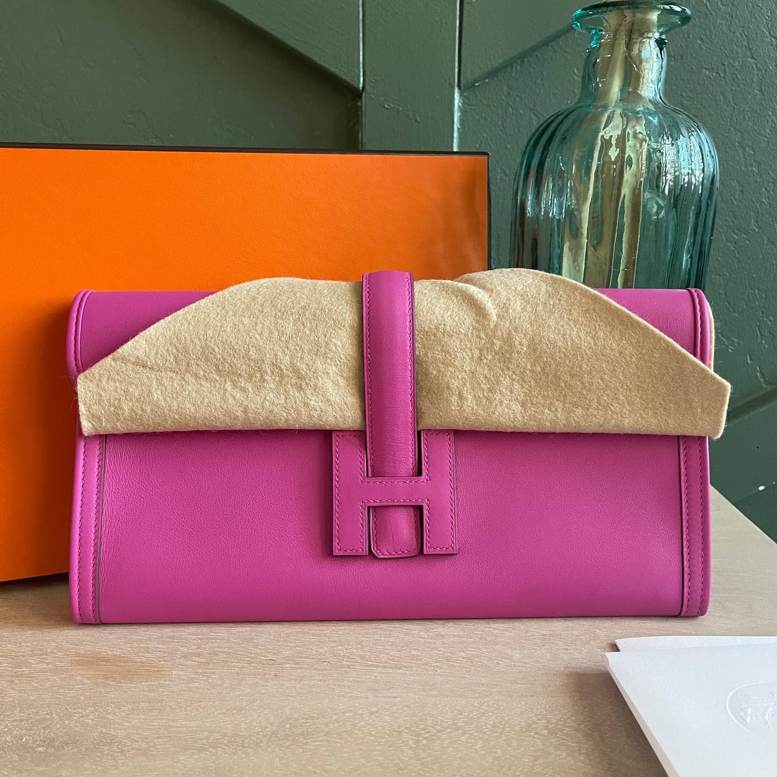 hermes jige clutch magnolia swift Pink