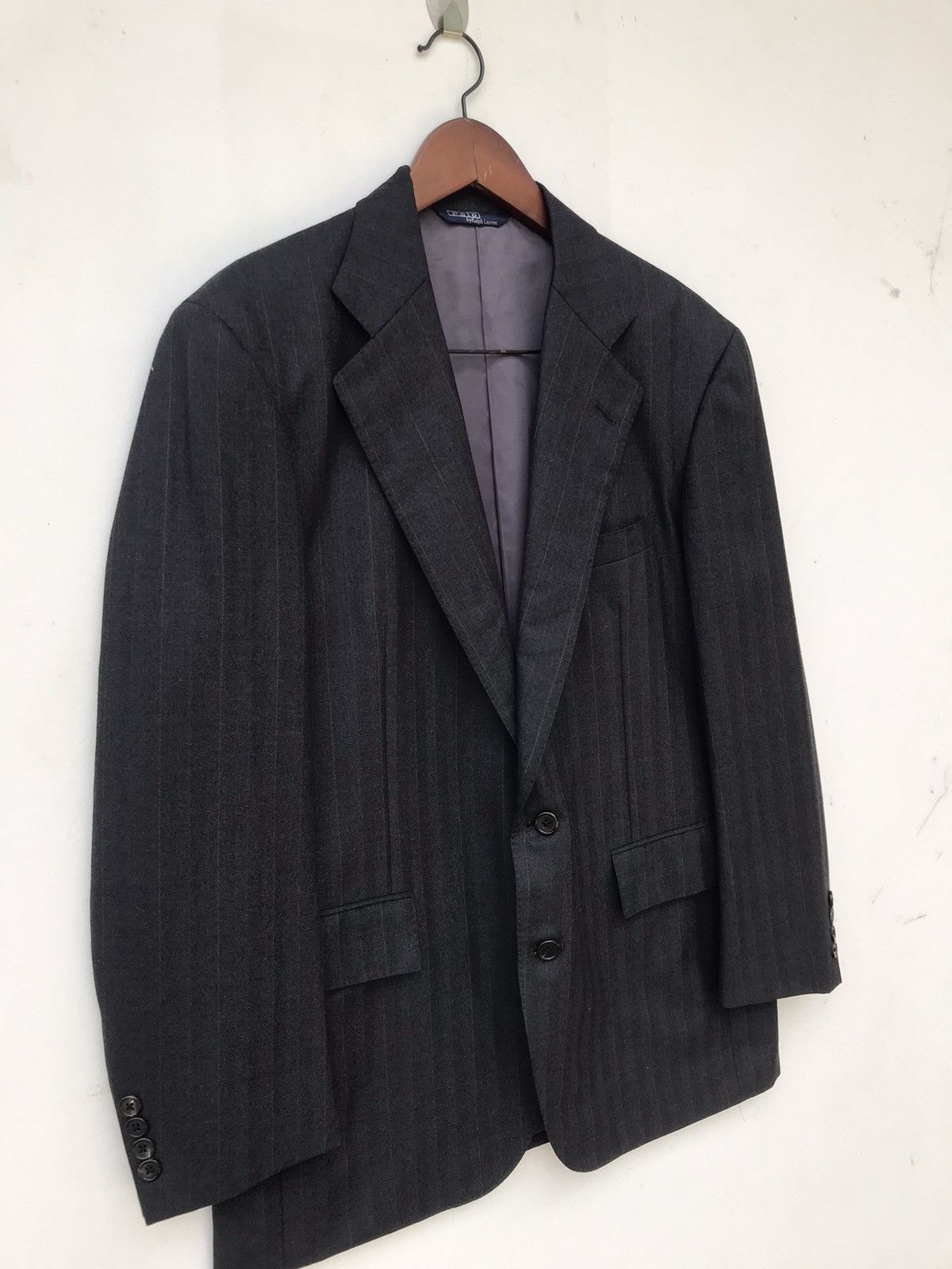 Polo Ralph Lauren VTG Polo Ralph Lauren Dark Gray Pinstripe Wool Suit Jacket Size US M / EU 48-50 / 2 - 7 Thumbnail