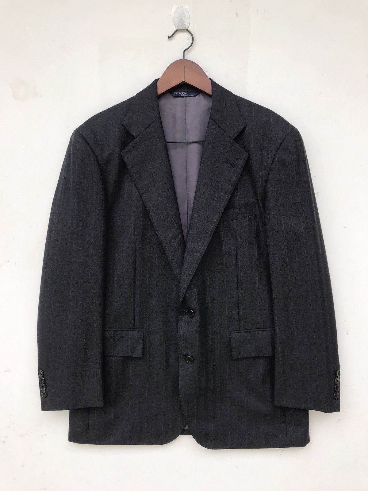 Polo Ralph Lauren VTG Polo Ralph Lauren Dark Gray Pinstripe Wool Suit Jacket Size US M / EU 48-50 / 2 - 1 Thumbnail