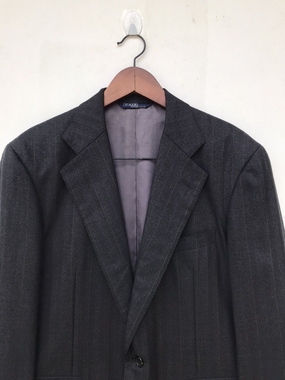 Polo Ralph Lauren VTG Polo Ralph Lauren Dark Gray Pinstripe Wool Suit Jacket Size US M / EU 48-50 / 2 - 6 Thumbnail