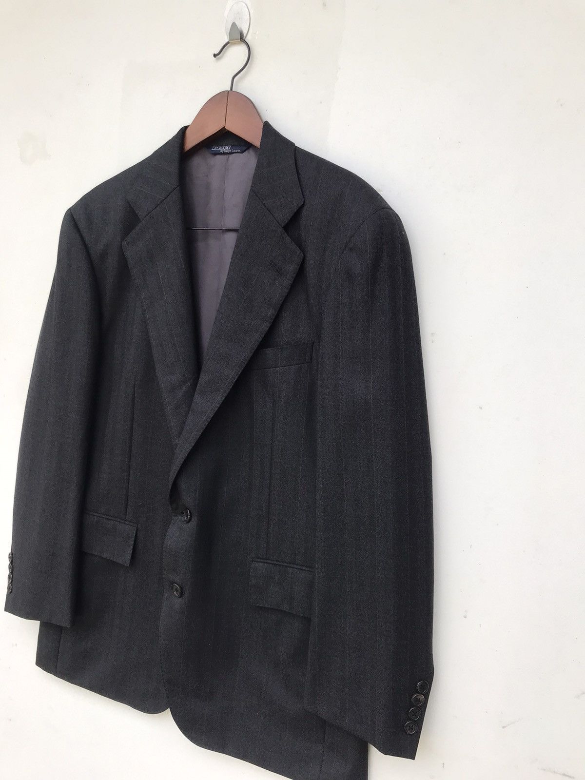 Polo Ralph Lauren VTG Polo Ralph Lauren Dark Gray Pinstripe Wool Suit Jacket Size US M / EU 48-50 / 2 - 8 Thumbnail