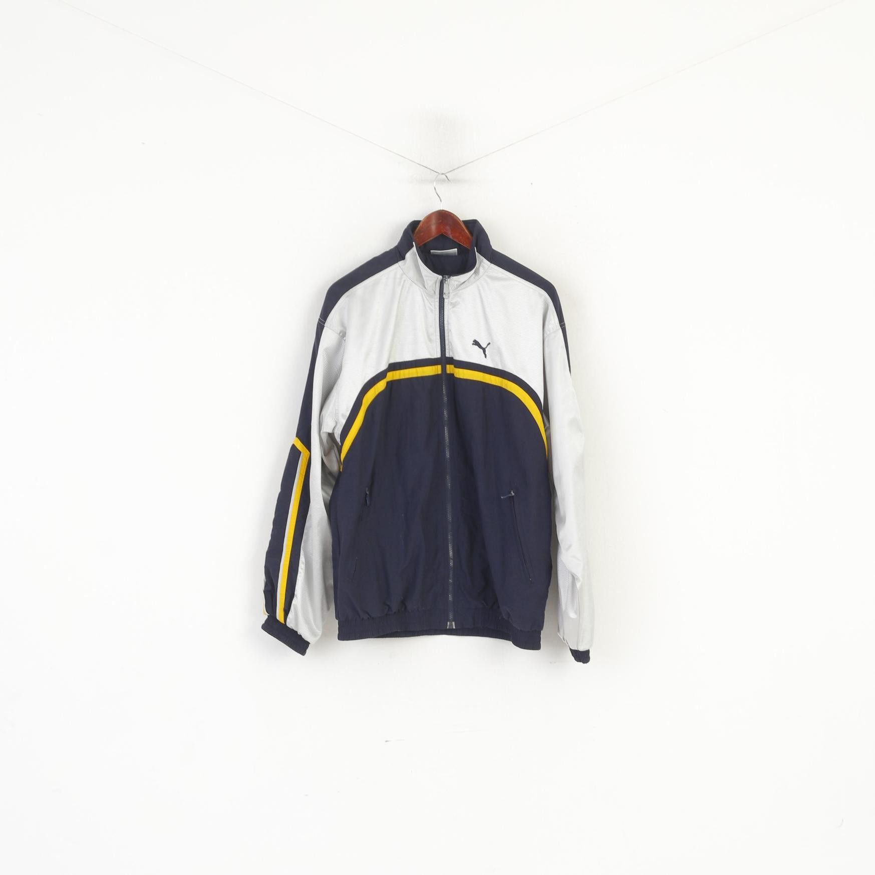 Puma Puma Men M Bomber Jacket Navy Silver Vintage Top 5893 Size US M / EU 48-50 / 2 - 2 Thumbnail