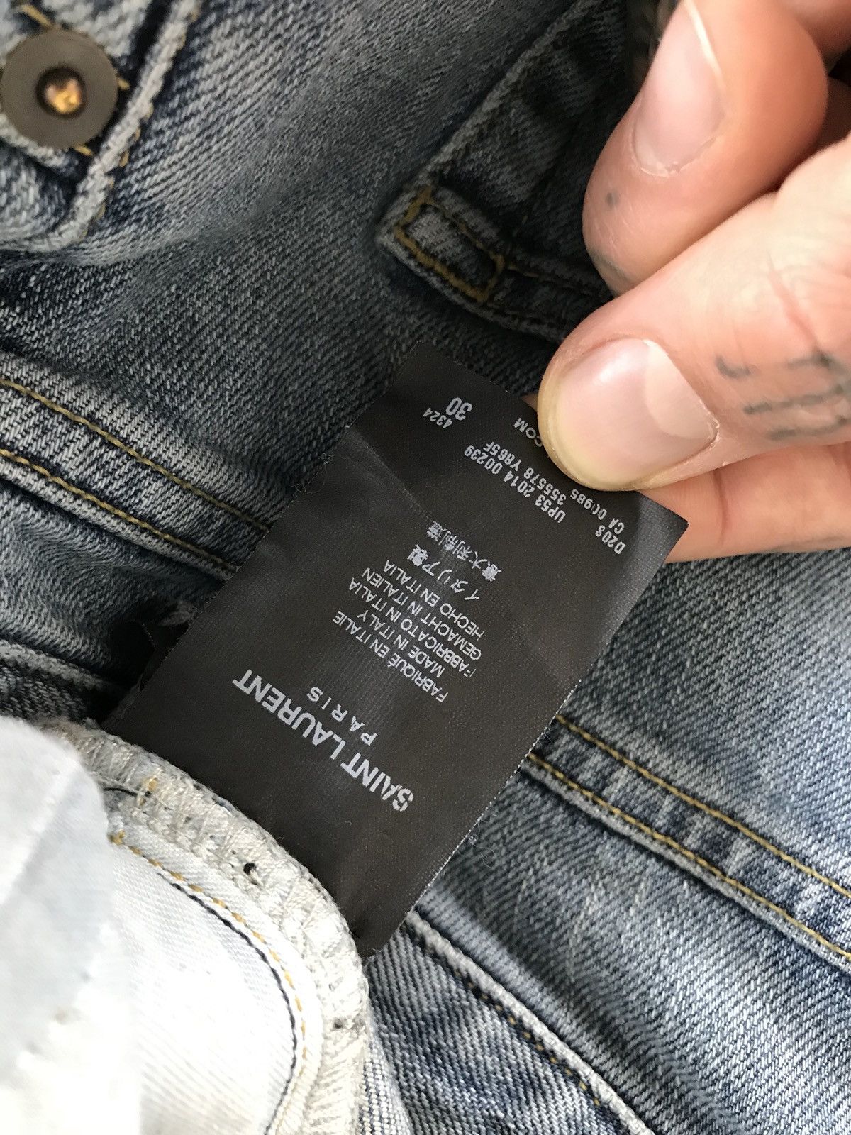 Hedi Slimane Saint Laurent D01 Slim Fit Ripped Knee Jeans Size US 30 / EU 46 - 5 Thumbnail