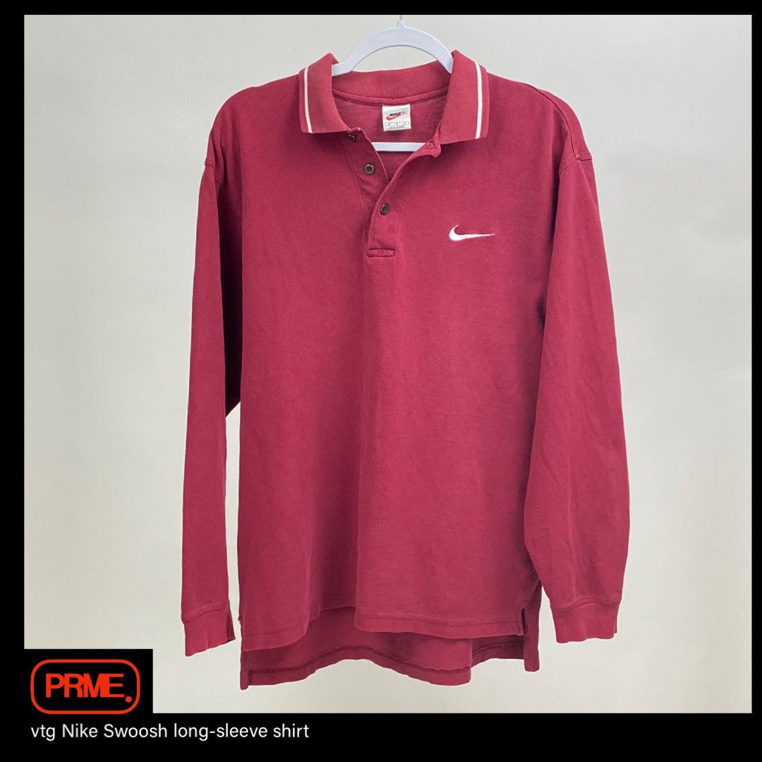 Vintage vintage 90s NIKE SWOOSH Polo Long sleeve shirt Size US M / EU 48-50 / 2 - 1 Thumbnail