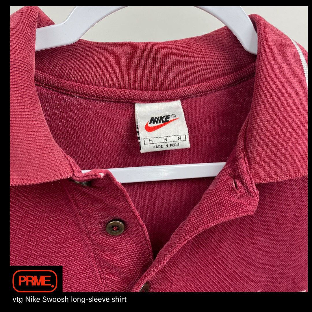 Vintage vintage 90s NIKE SWOOSH Polo Long sleeve shirt Size US M / EU 48-50 / 2 - 5 Thumbnail