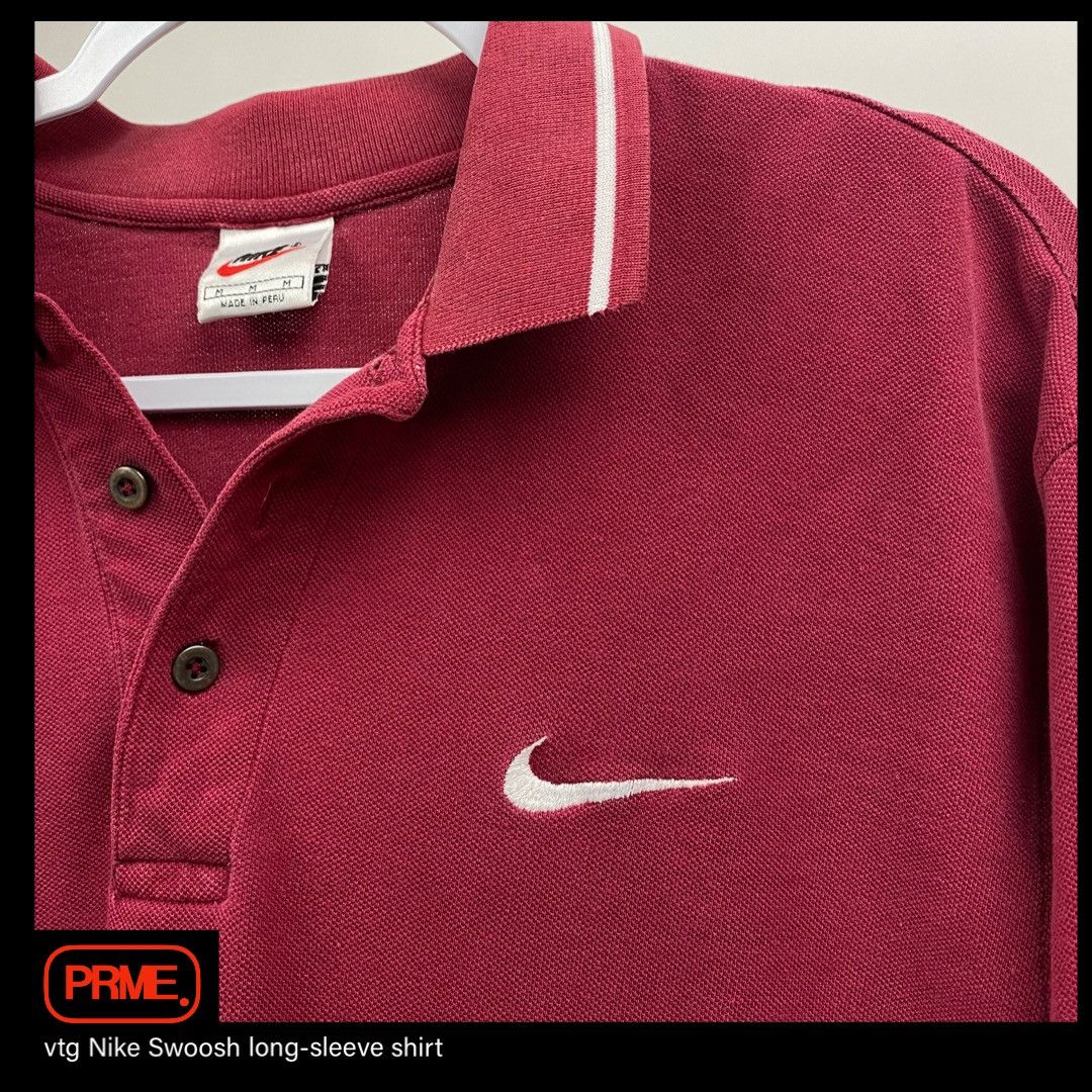 Vintage vintage 90s NIKE SWOOSH Polo Long sleeve shirt Size US M / EU 48-50 / 2 - 4 Thumbnail