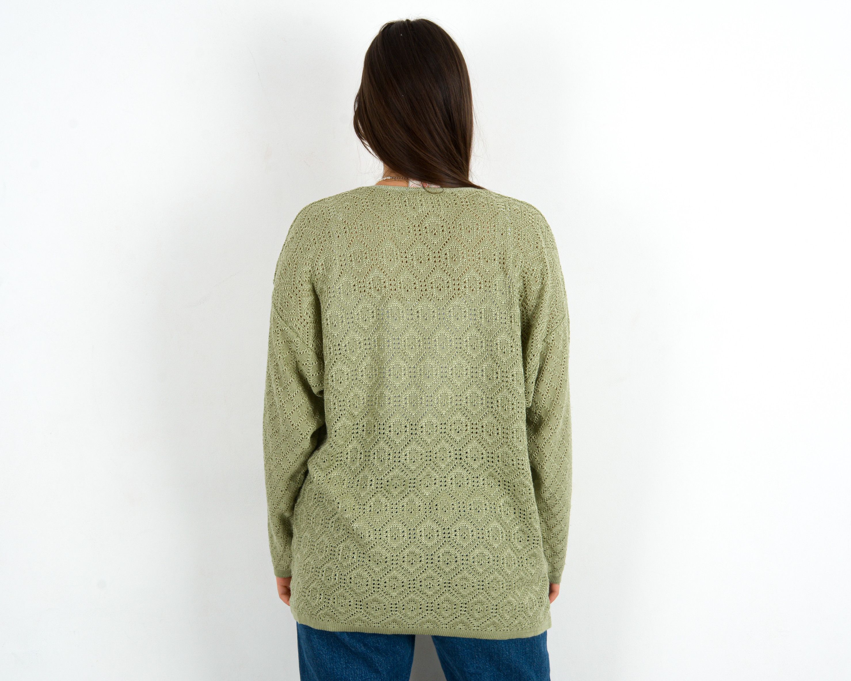 Other × Vintage Knit Crochet Pullover Sweater V-Neck Jumper Over Shirt Top Size XL / US 12-14 / IT 48-50 - 4 Thumbnail