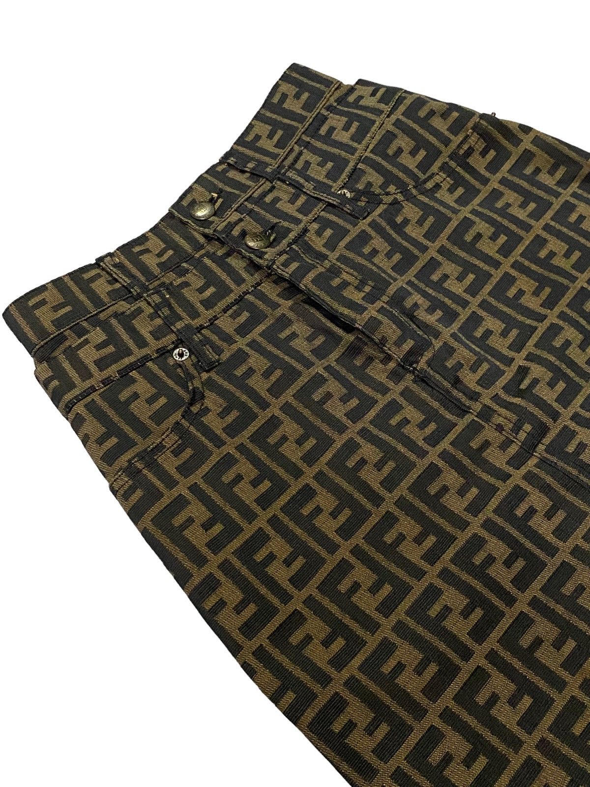 Fendi Rare‼️Vintage FENDI Monogram Double Waist Skits Jeans Size 24" / US 00 / IT 34 - 16 Thumbnail