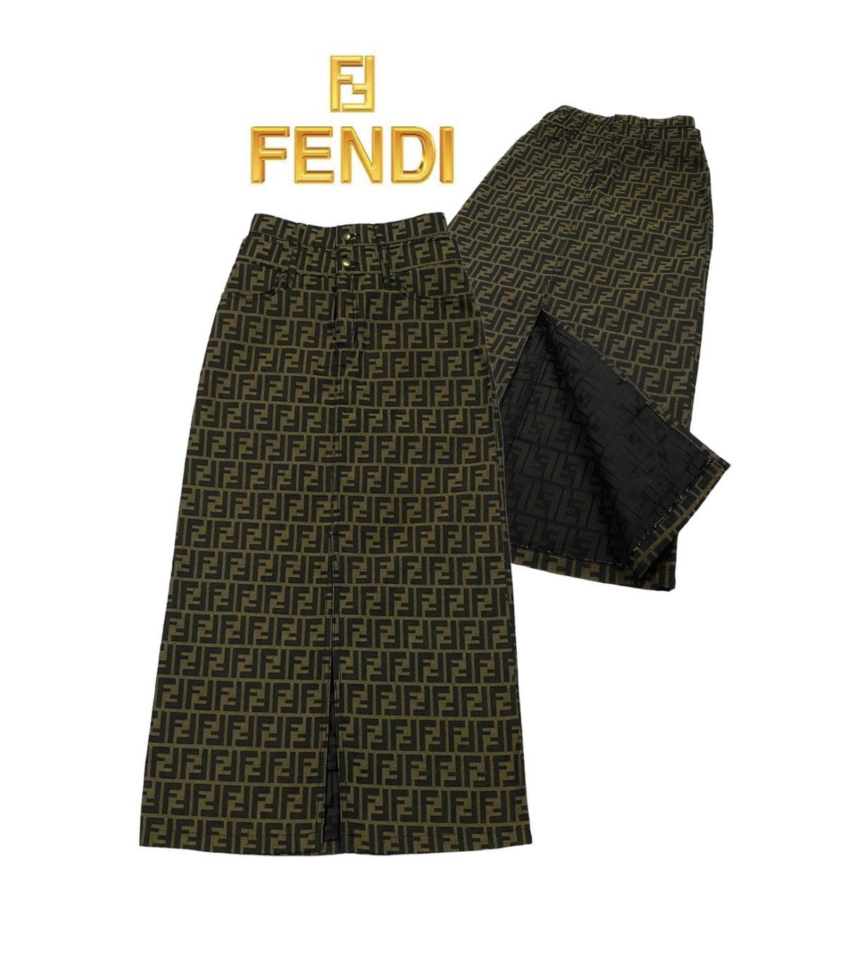 Fendi Rare‼️Vintage FENDI Monogram Double Waist Skits Jeans Size 24" / US 00 / IT 34 - 1 Thumbnail