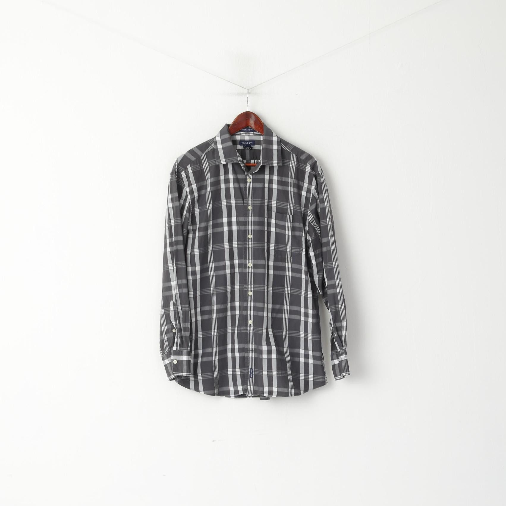 Gant × Vintage GANT Men L Casual Shirt Gray Check Cotton Del Mar 1202 Size US L / EU 52-54 / 3 - 1 Thumbnail