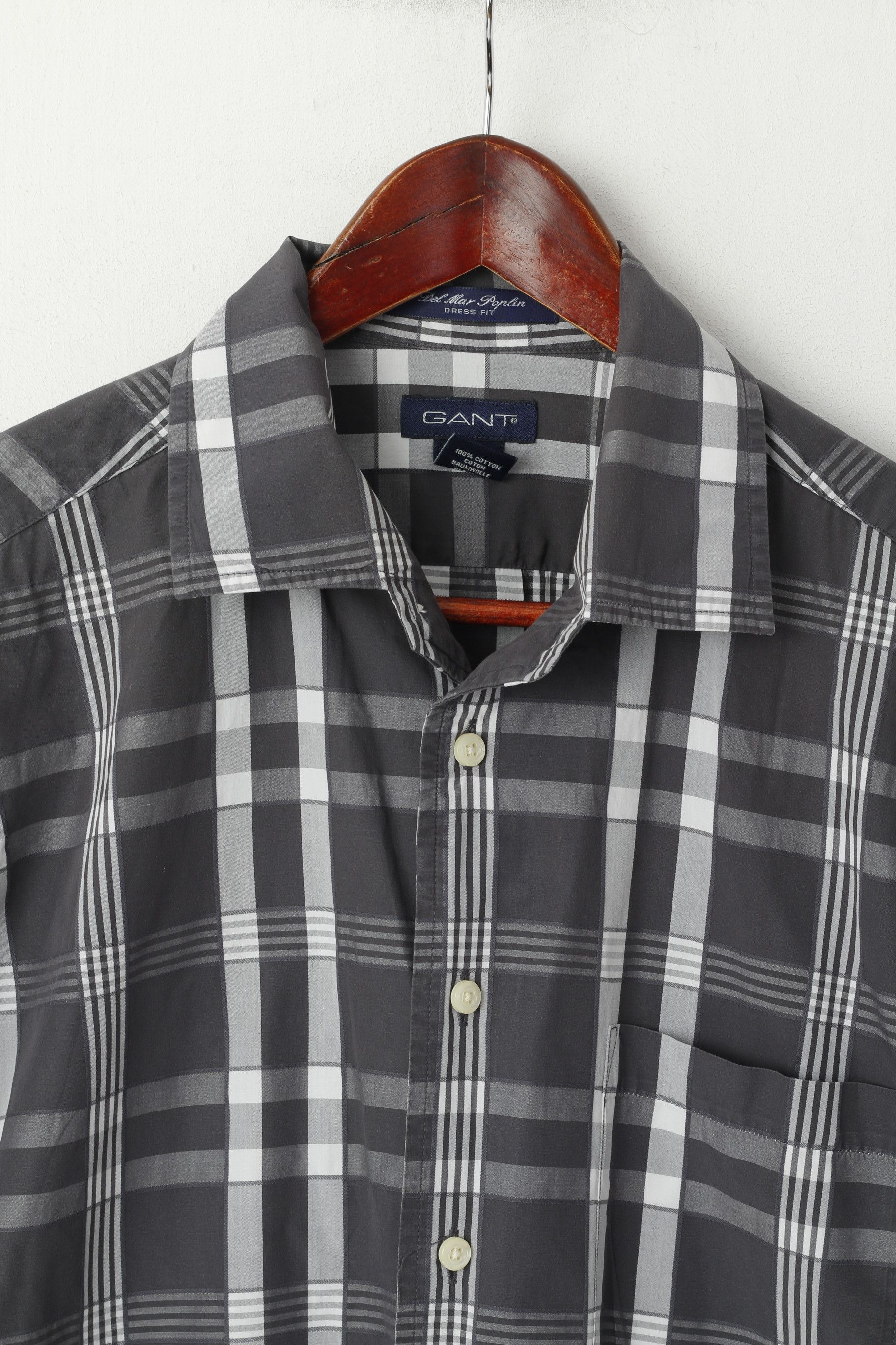 Gant × Vintage GANT Men L Casual Shirt Gray Check Cotton Del Mar 1202 Size US L / EU 52-54 / 3 - 2 Thumbnail