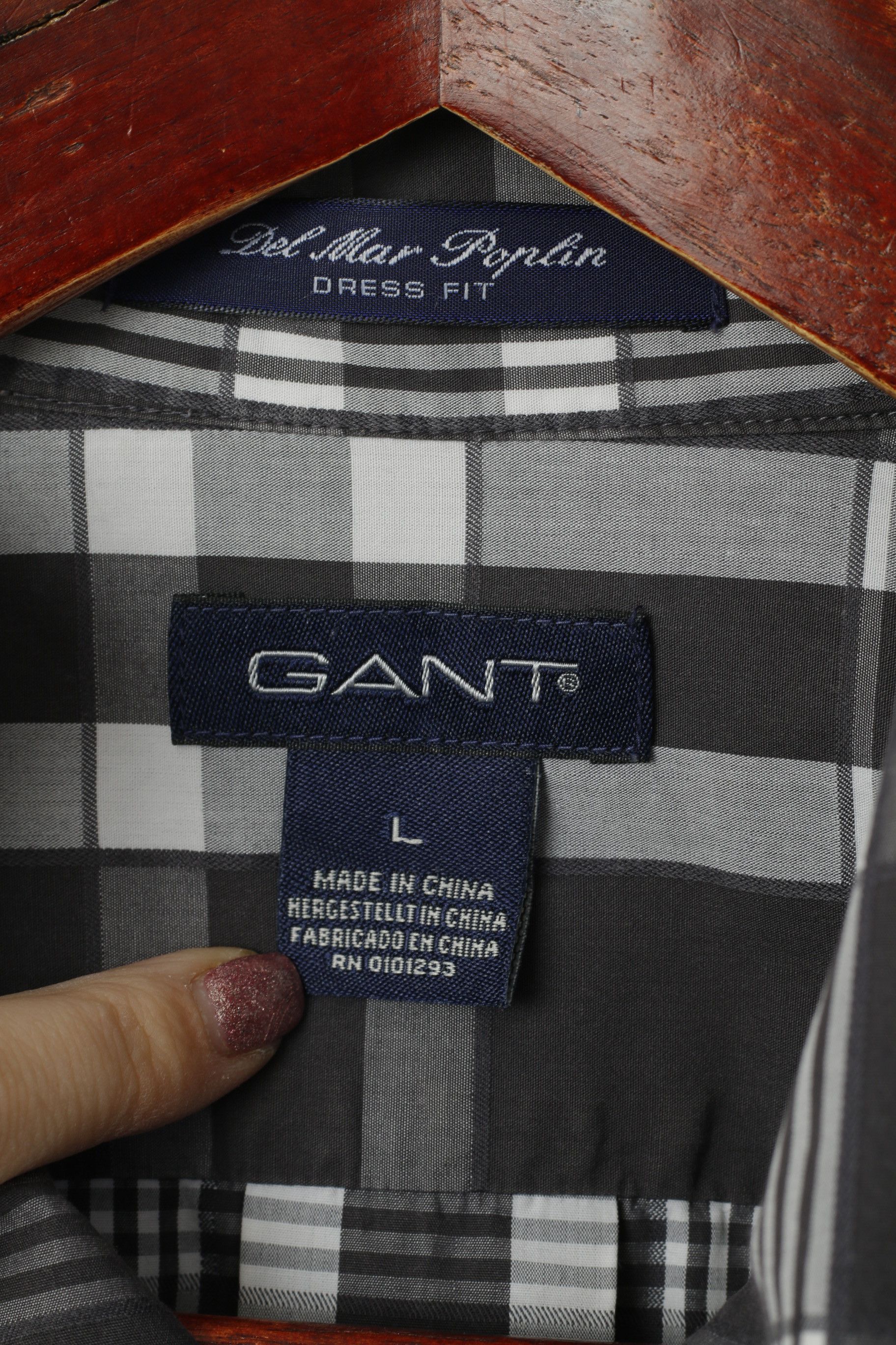 Gant × Vintage GANT Men L Casual Shirt Gray Check Cotton Del Mar 1202 Size US L / EU 52-54 / 3 - 5 Thumbnail
