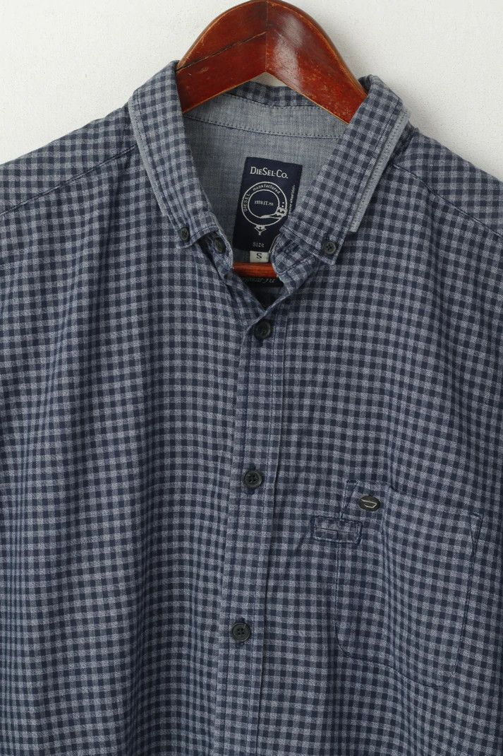 Diesel Diesel Co. Men S Casual Shirt Navy Check Cotton 3806 Size US S / EU 44-46 / 1 - 3 Thumbnail