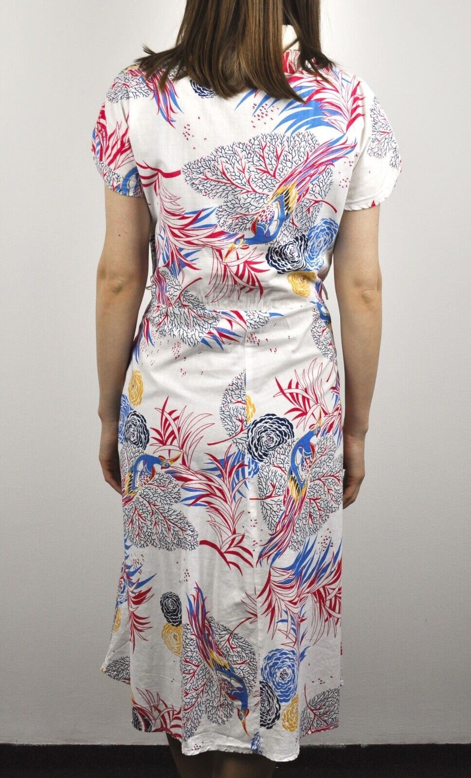 Other × Vintage M 70s Midi Dress Cotton Summer Short Sleeve Tropical Playful Size M / US 6-8 / IT 42-44 - 6 Thumbnail