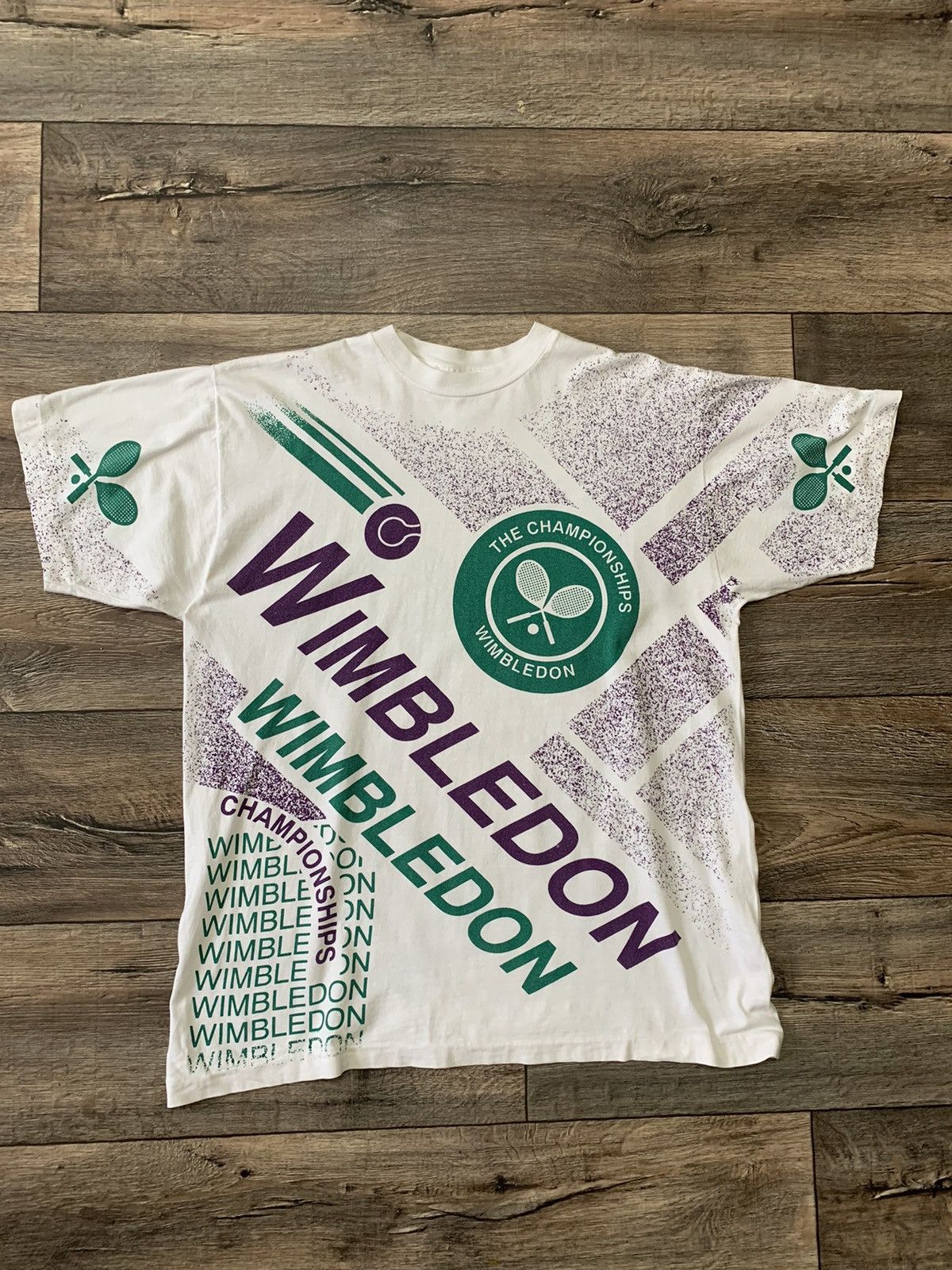 ウェア 90s USA WIMBLEDON official t_shirt L 1980 1990's VINTAGE Retro Original Official Wimbledon Tennis