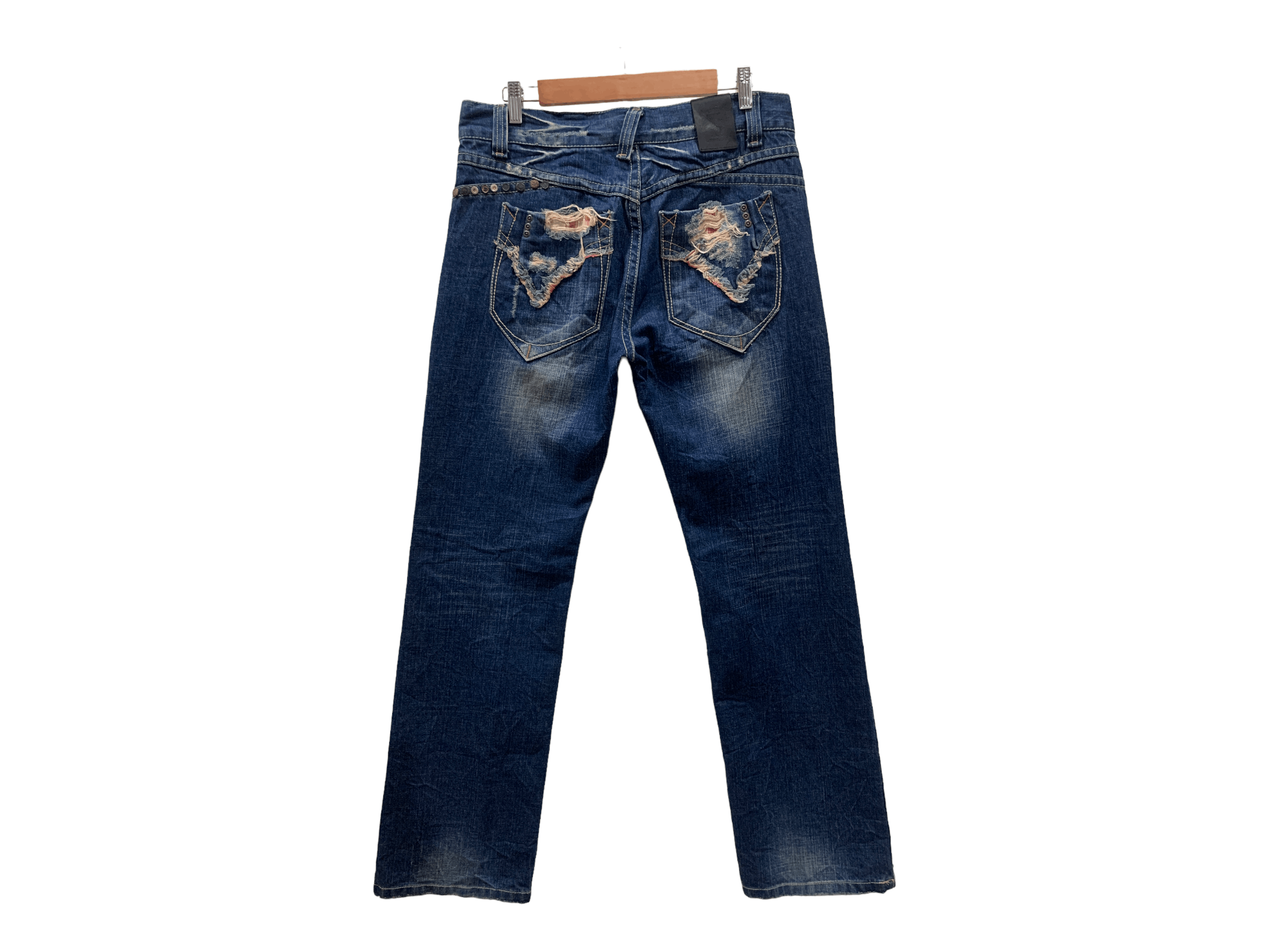image of Rockers x Rodeo Red Pepper Dungarees Straight Leg Embroidered Tapered in Blue, Men's (Size 32)