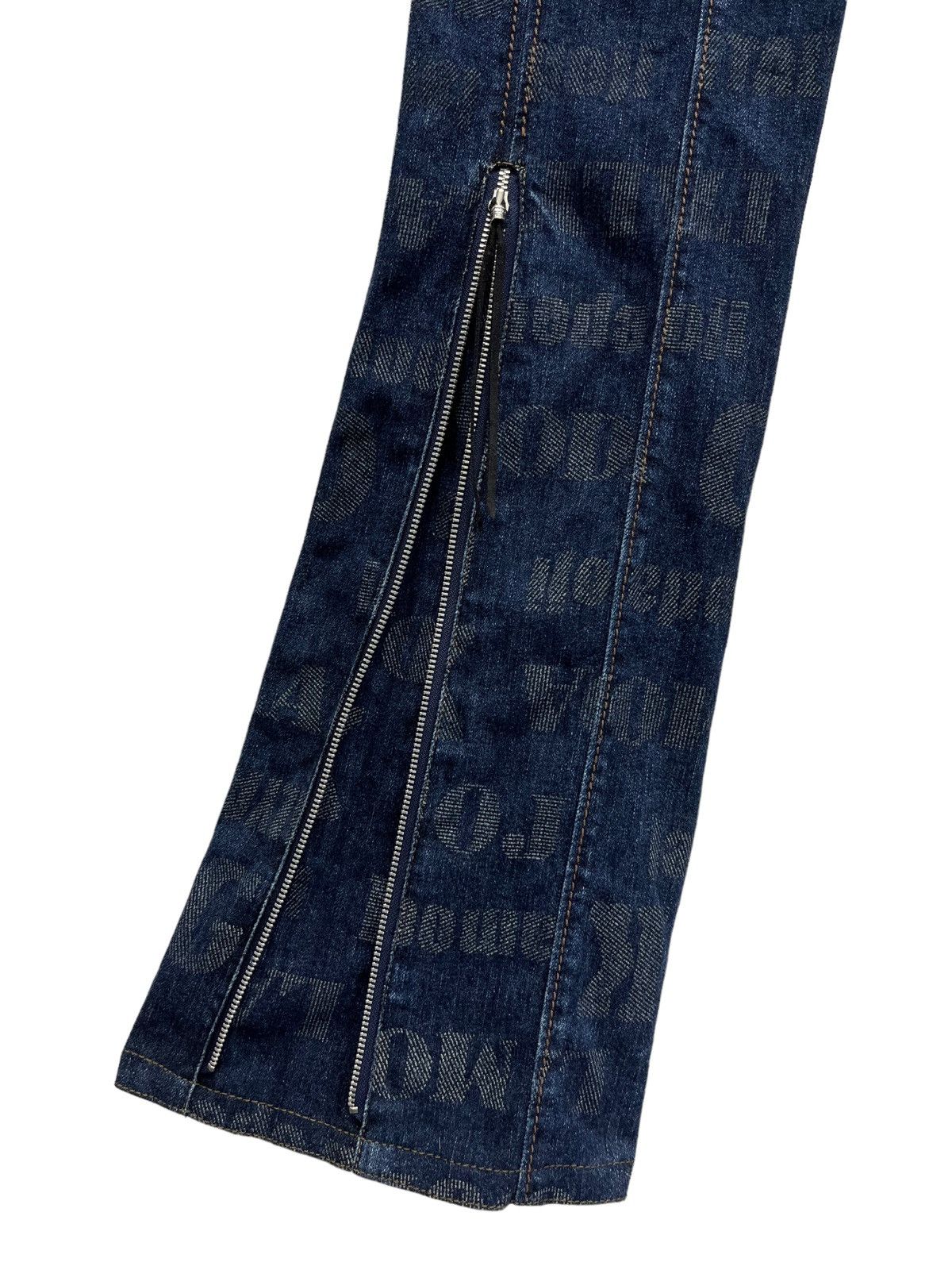 Japanese Brand × Vintage Vintage LA MODA GOJI Monogram Stretch Denim Zipper Leg Flare Size 29" - 5 Thumbnail