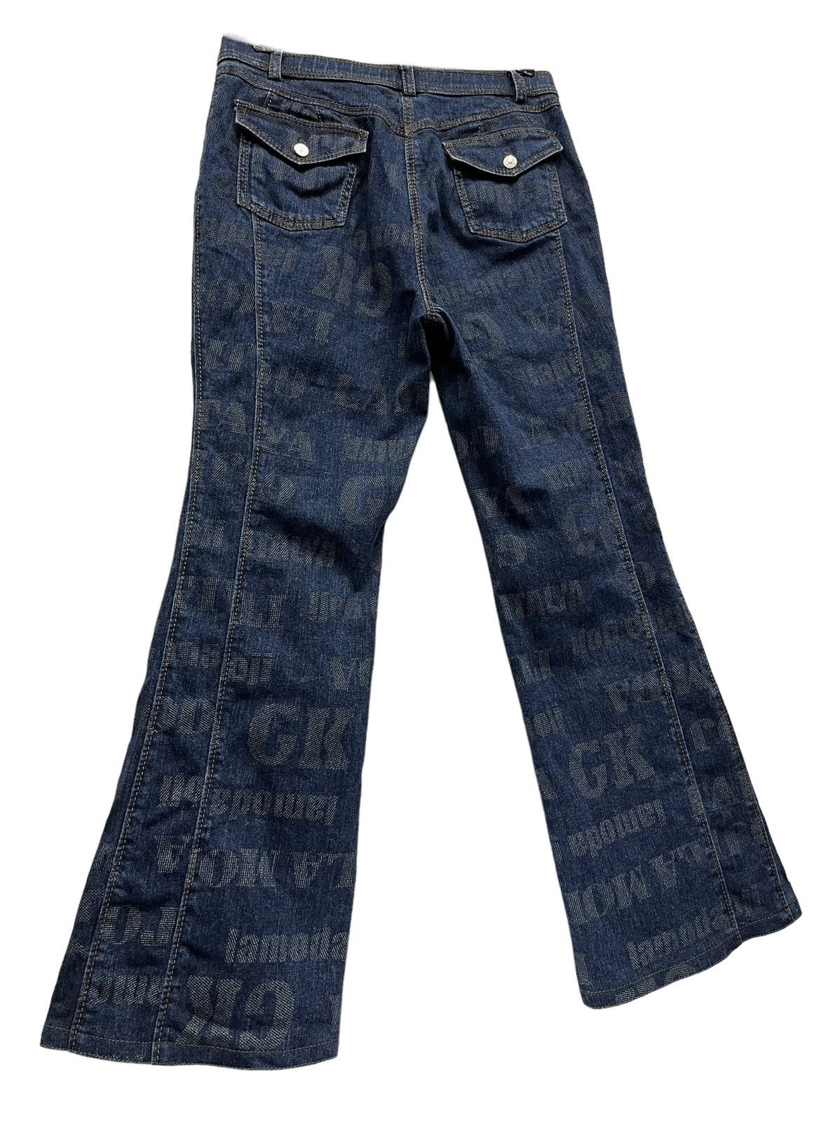 Japanese Brand × Vintage Vintage LA MODA GOJI Monogram Stretch Denim Zipper Leg Flare Size 29" - 8 Thumbnail