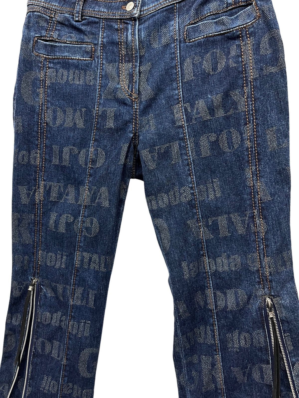 Japanese Brand × Vintage Vintage LA MODA GOJI Monogram Stretch Denim Zipper Leg Flare Size 29" - 6 Thumbnail