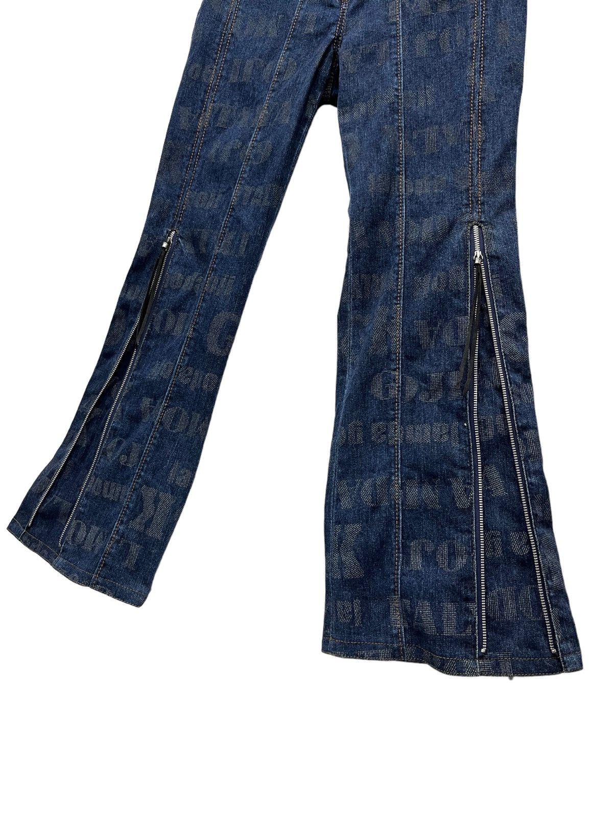 Japanese Brand × Vintage Vintage LA MODA GOJI Monogram Stretch Denim Zipper Leg Flare Size 29" - 3 Thumbnail