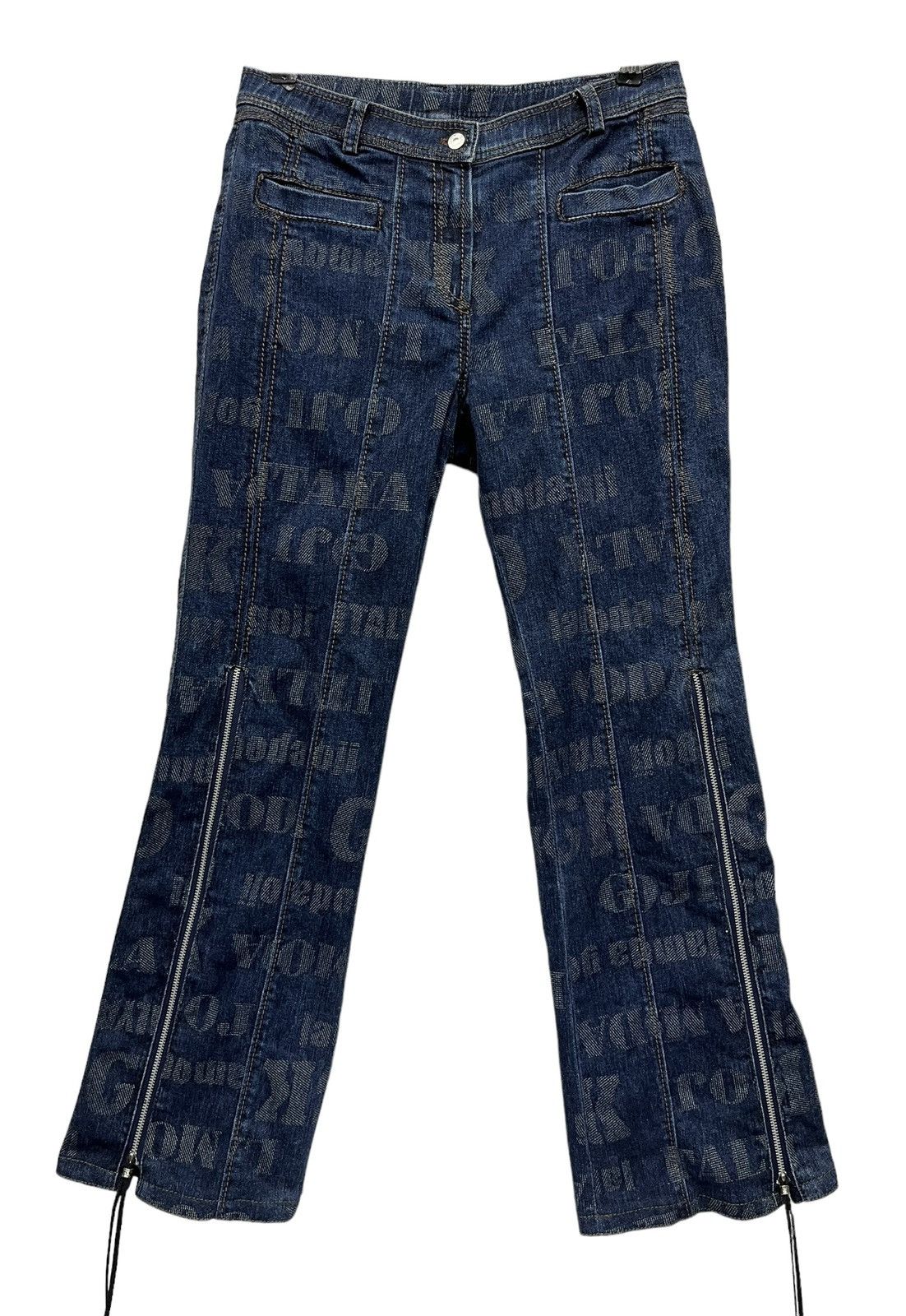 Japanese Brand × Vintage Vintage LA MODA GOJI Monogram Stretch Denim Zipper Leg Flare Size 29" - 7 Thumbnail