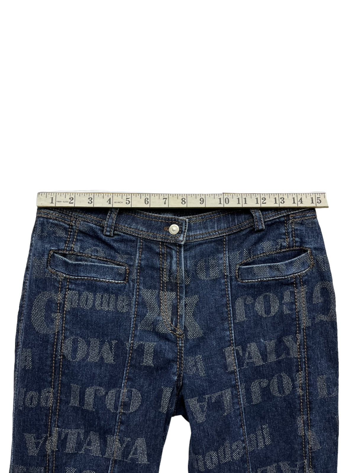 Japanese Brand × Vintage Vintage LA MODA GOJI Monogram Stretch Denim Zipper Leg Flare Size 29" - 11 Thumbnail