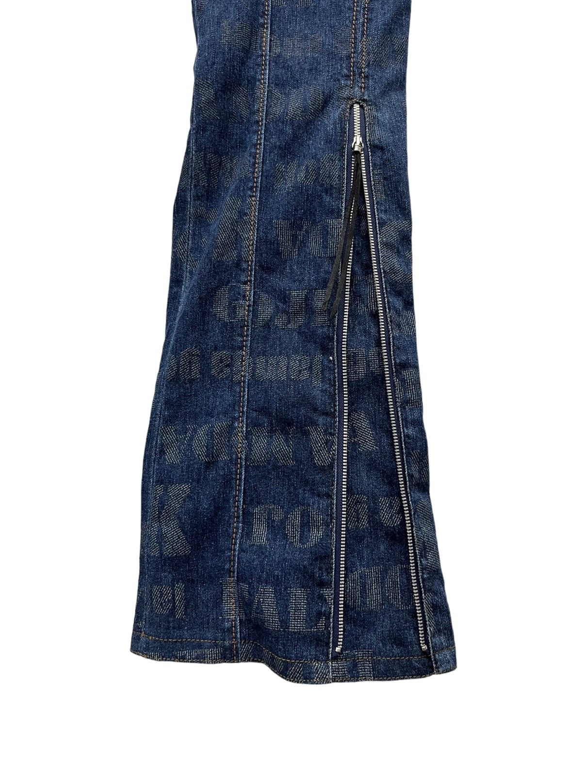 Japanese Brand × Vintage Vintage LA MODA GOJI Monogram Stretch Denim Zipper Leg Flare Size 29" - 4 Thumbnail
