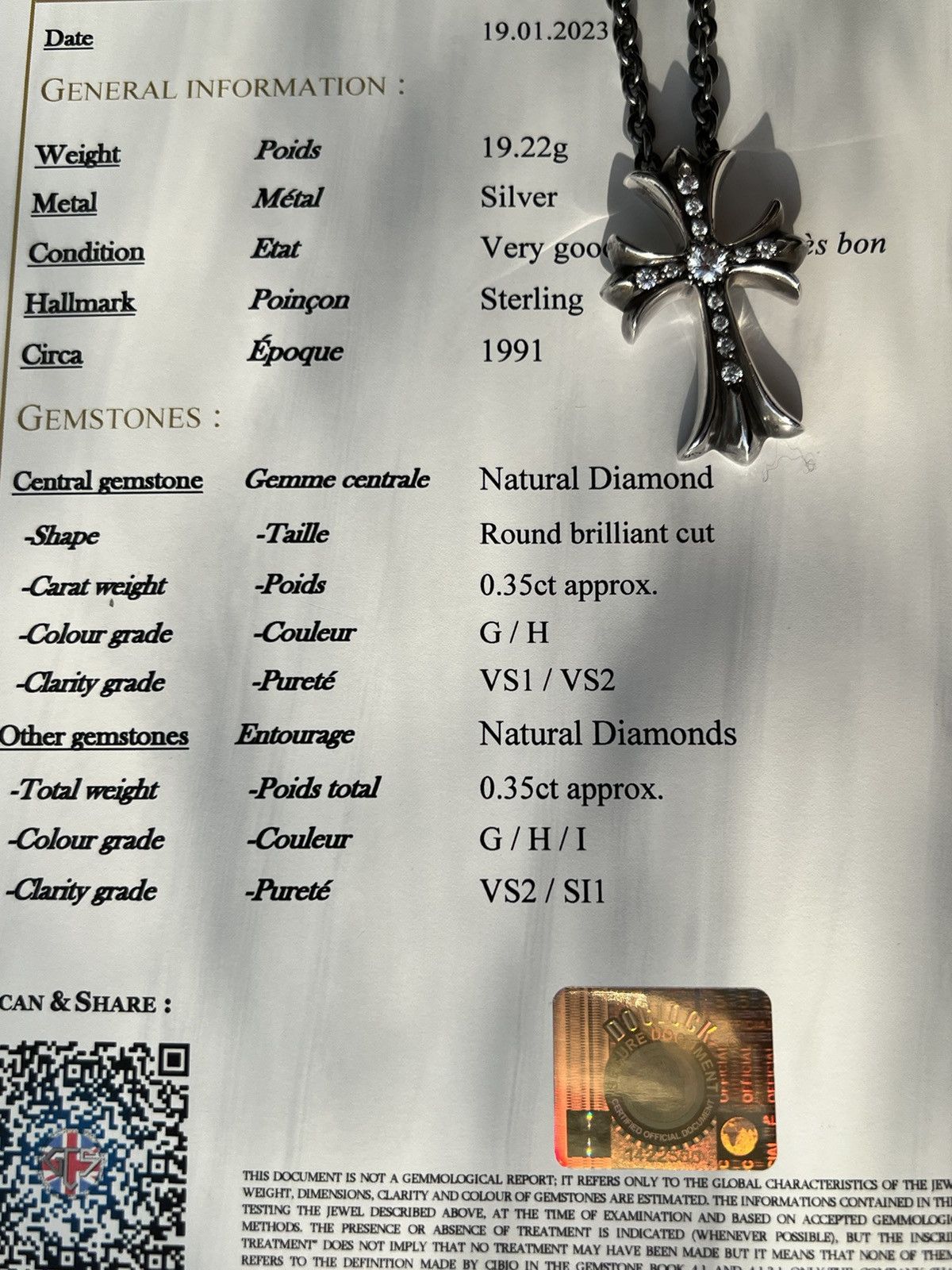 Chrome Hearts 23k$ Chrome Hearts pave diamond cross pendant Size ONE SIZE - 11 Thumbnail