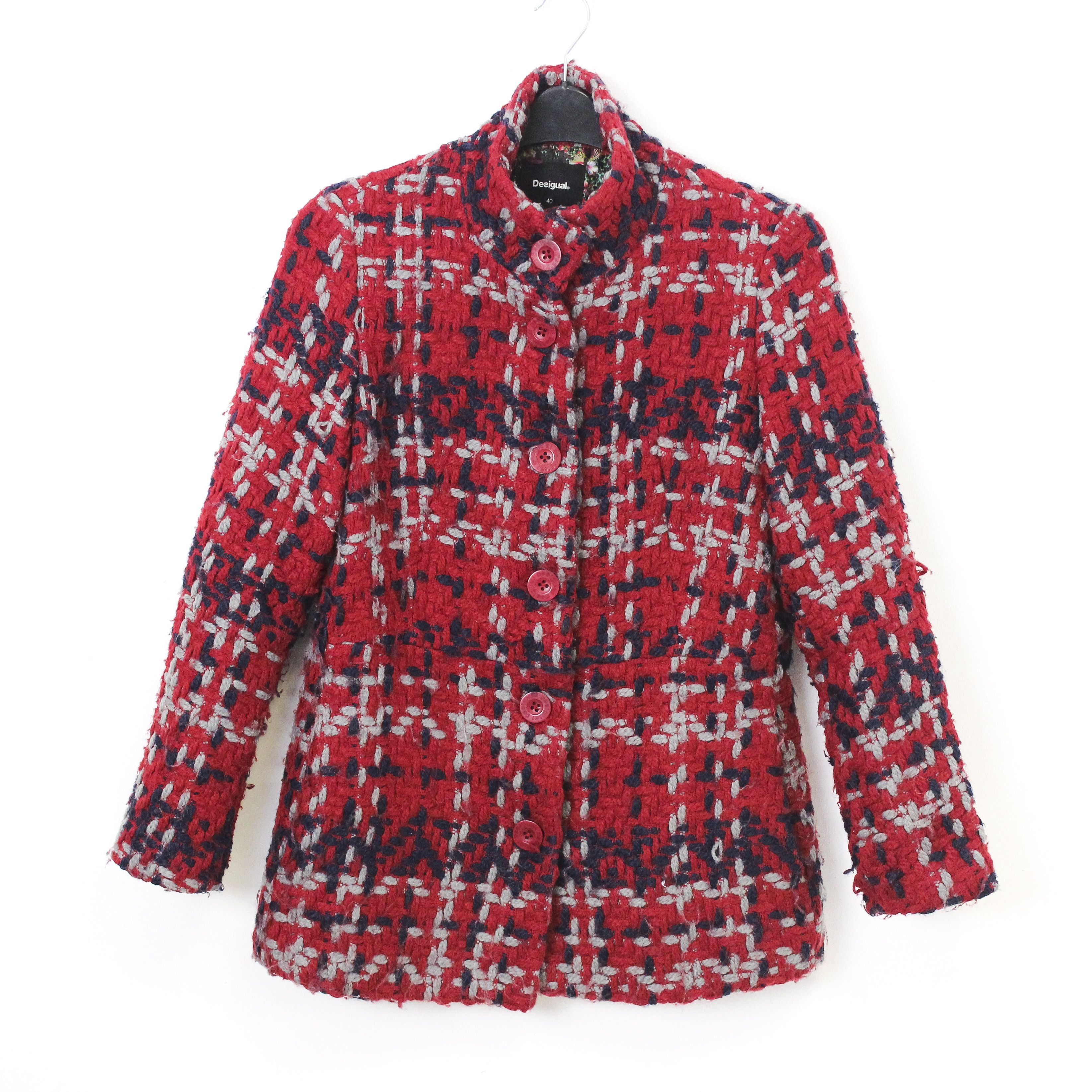 Desigual Wool US 8 Over UK 12 Coat Jacket EU 40 Funky Button Colorful Size M / US 6-8 / IT 42-44 - 1 Thumbnail
