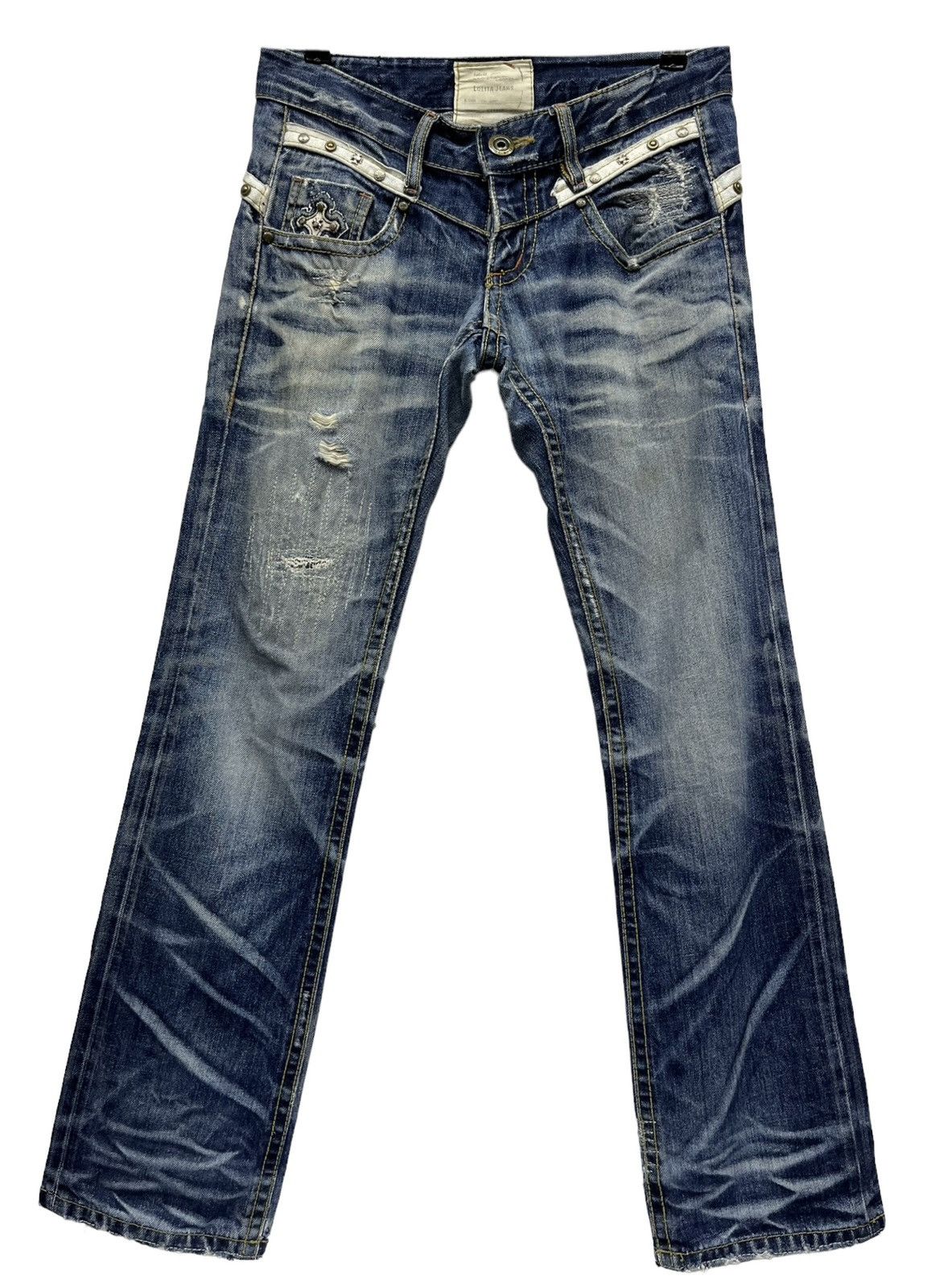Vintage 🔥YOSHITOMO NARA LOLITA Exotic Denim Chrome Hearts Inspired Size US 29 - 13 Thumbnail