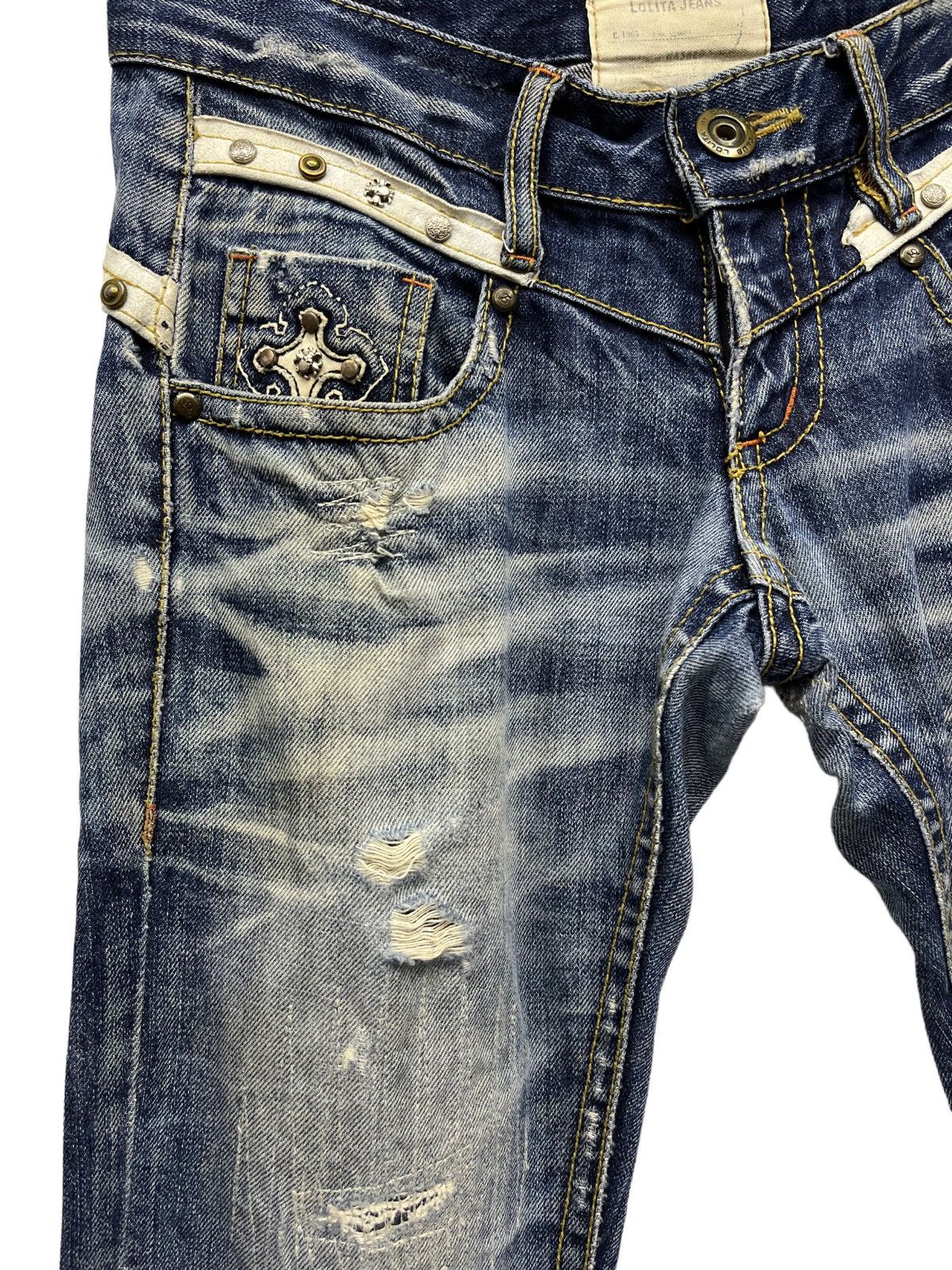 Vintage 🔥YOSHITOMO NARA LOLITA Exotic Denim Chrome Hearts Inspired Size US 29 - 14 Thumbnail