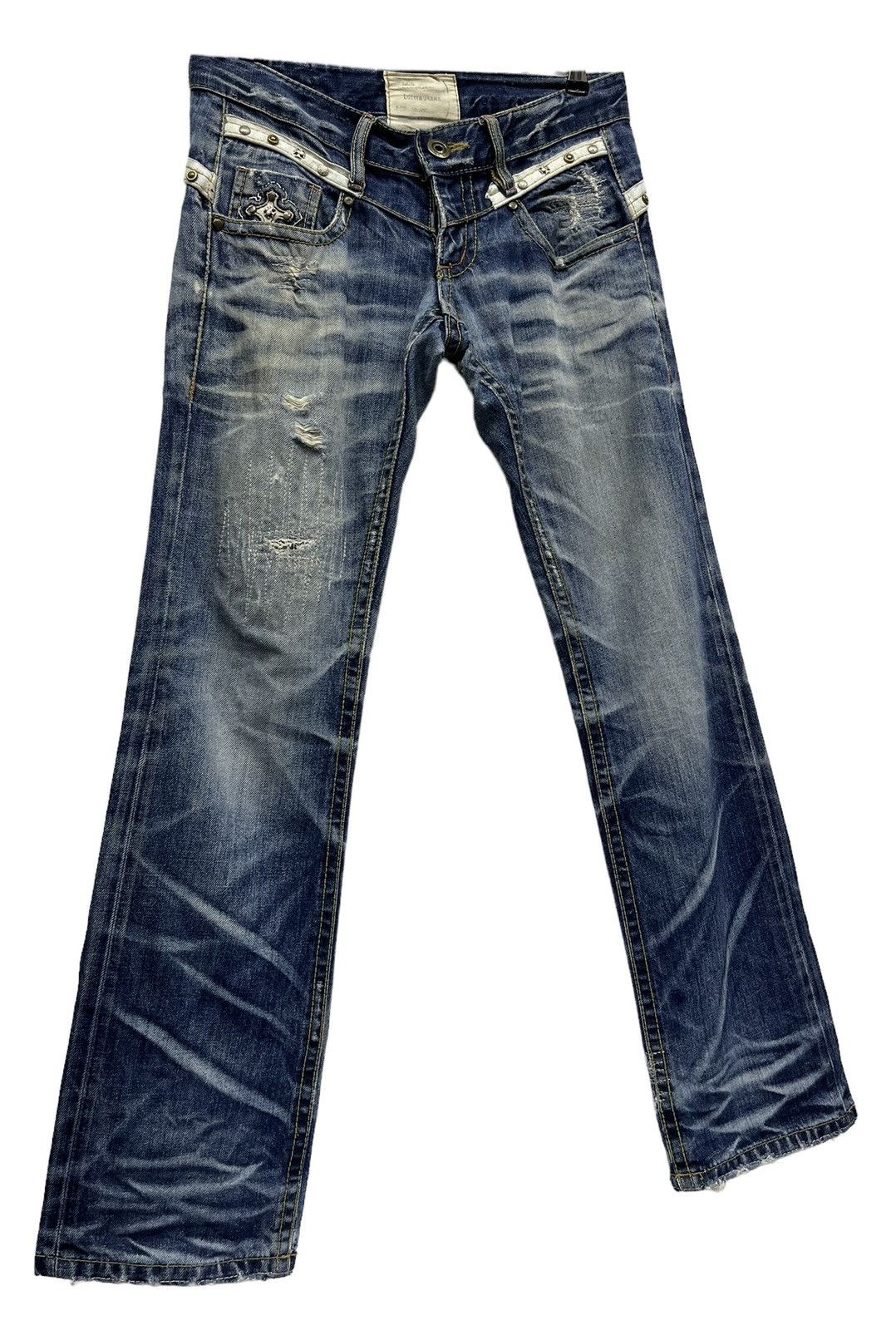 Vintage 🔥YOSHITOMO NARA LOLITA Exotic Denim Chrome Hearts Inspired Size US 29 - 12 Thumbnail