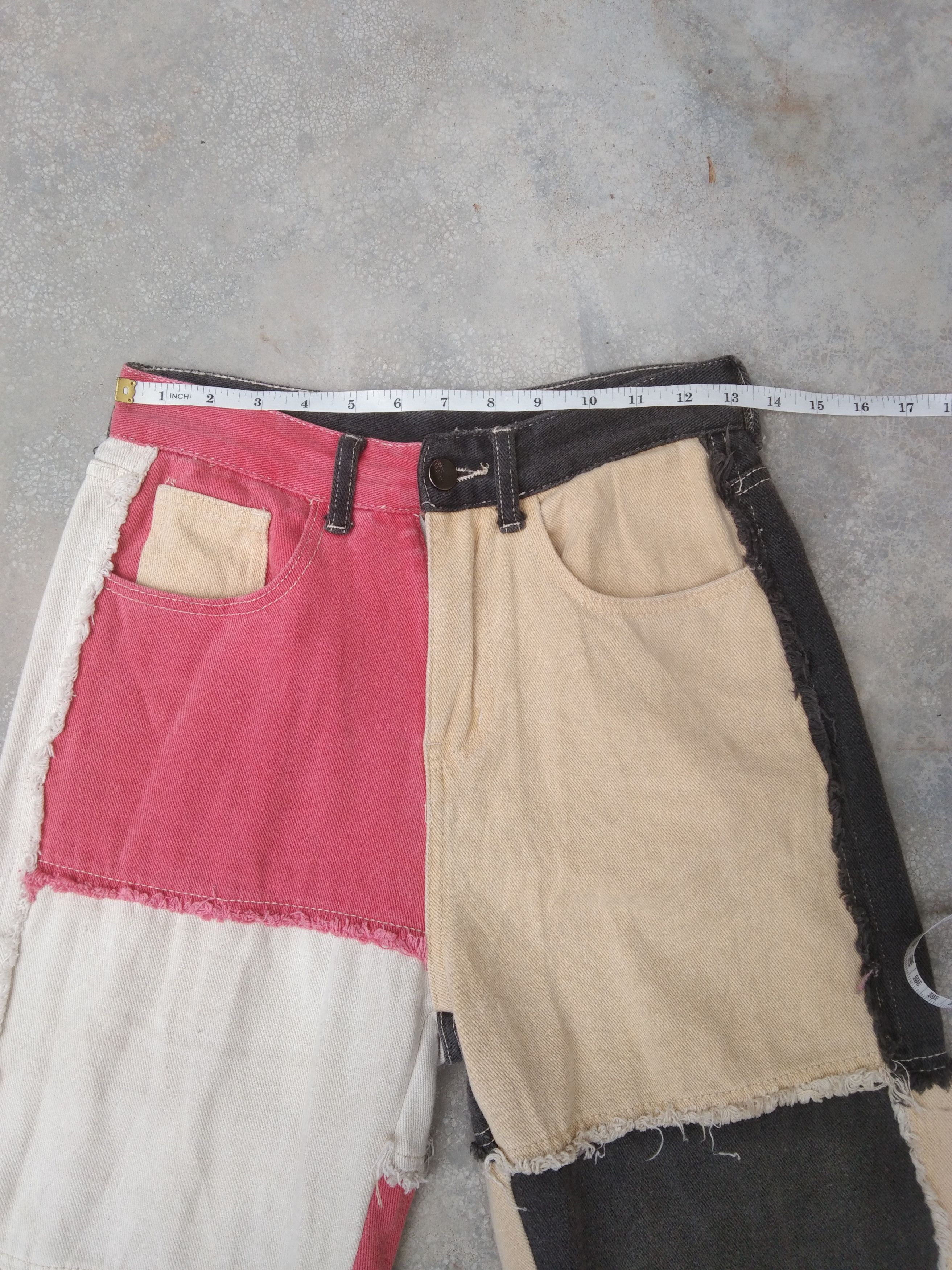 Japanese Brand Avant Garde Street Fashion Cropped Multicolor Jeans 26x32 Size US 26 / EU 42 - 4 Thumbnail