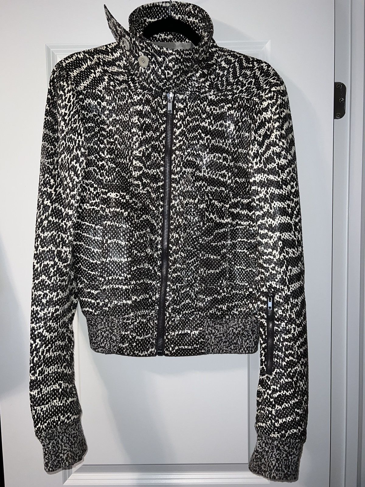 Rick Owens Rick Owens Snake Skin Oblong Collar Bomber Jacket