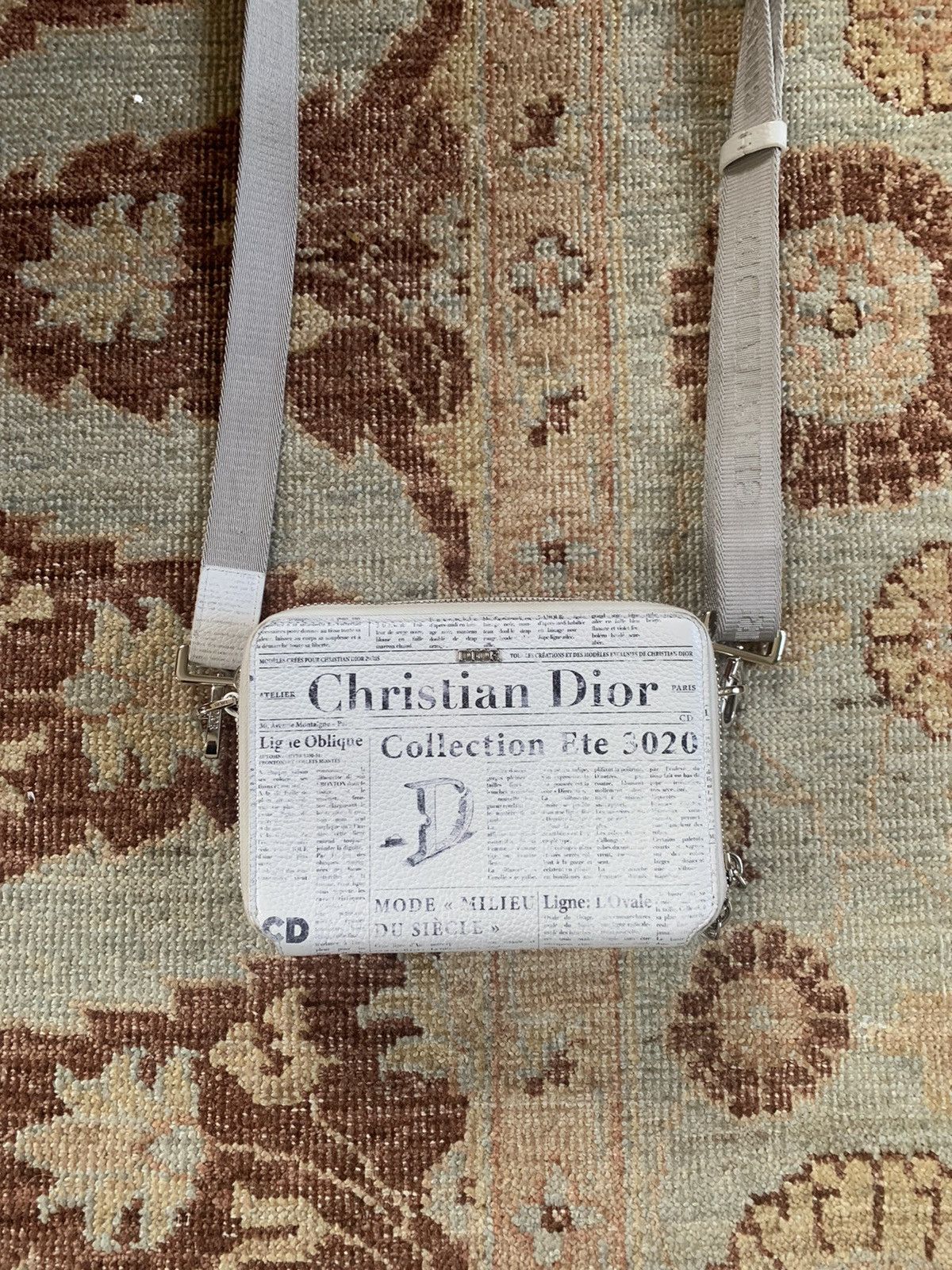 image of Daniel Arsham x Dior Arsham Zipped Compact Crossbody Wallet Bag in White, Men's
