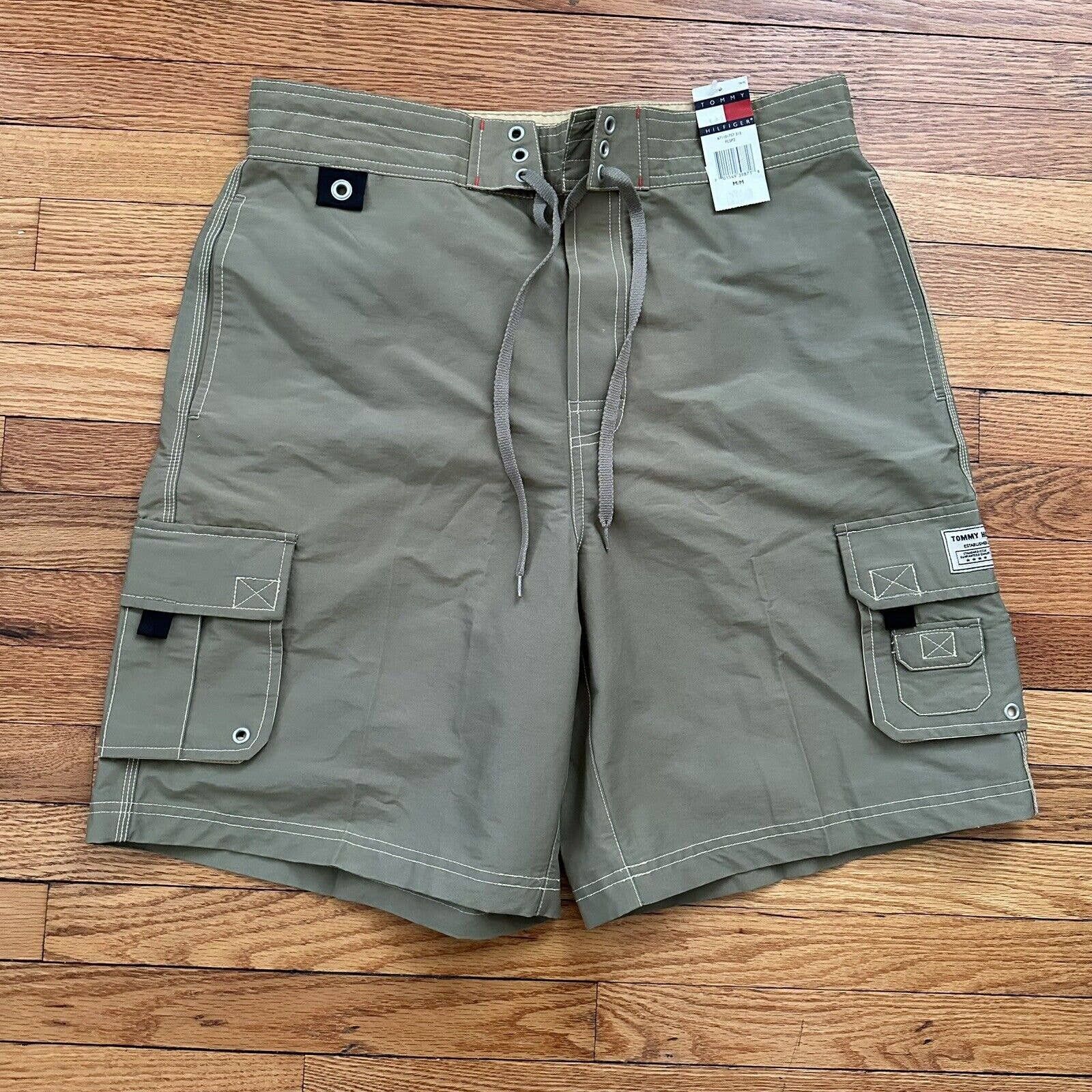 NWT Vintage 90s Tommy Hilfiger Swim Trunk Beige Shorts NEW