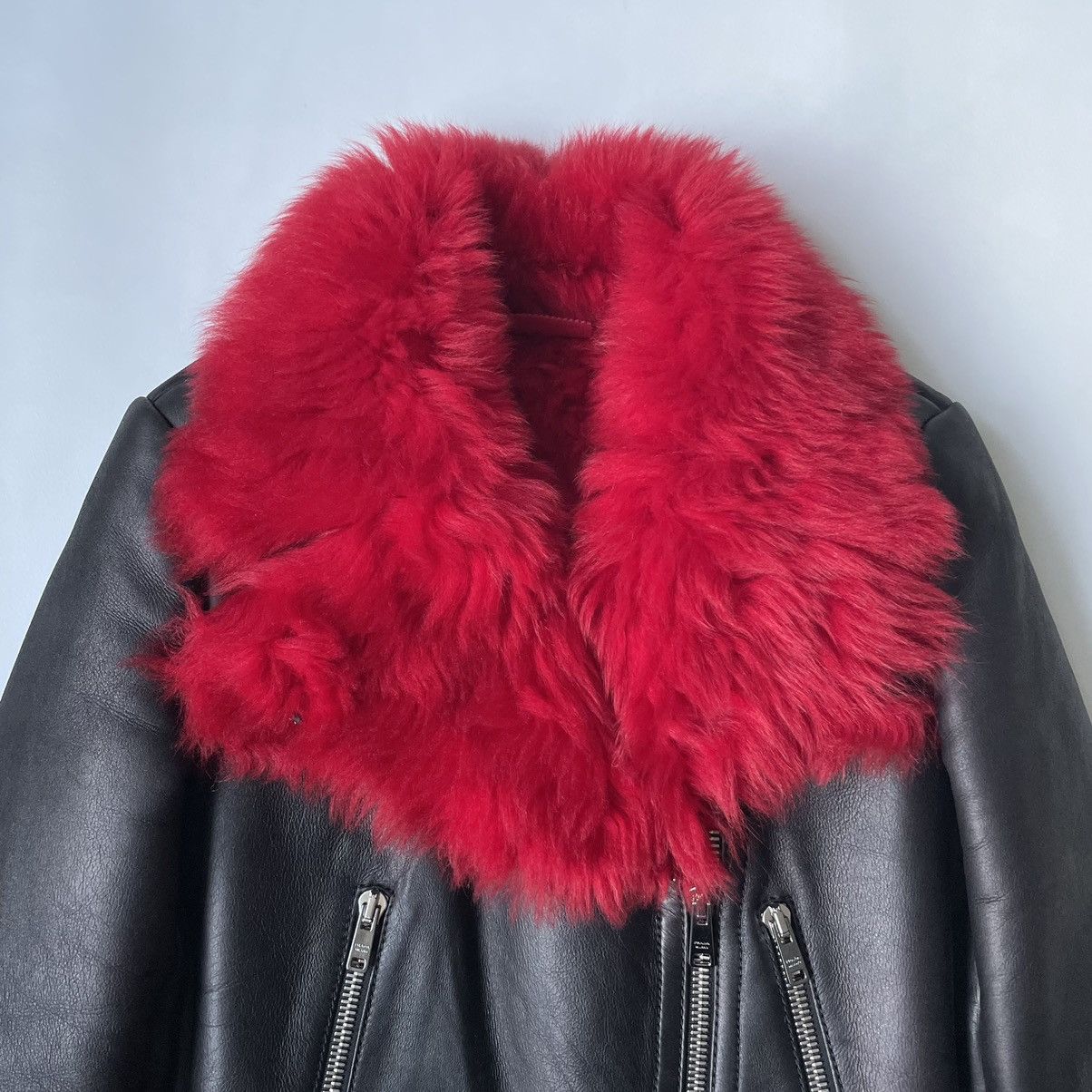 Prada A/W 14 Black Shearling Biker Jacket Size S / US 4 / IT 40 - 2 Thumbnail