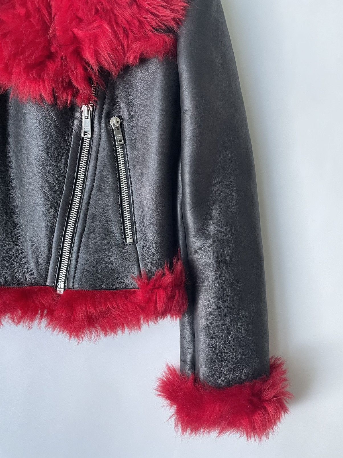 Prada A/W 14 Black Shearling Biker Jacket Size S / US 4 / IT 40 - 8 Thumbnail