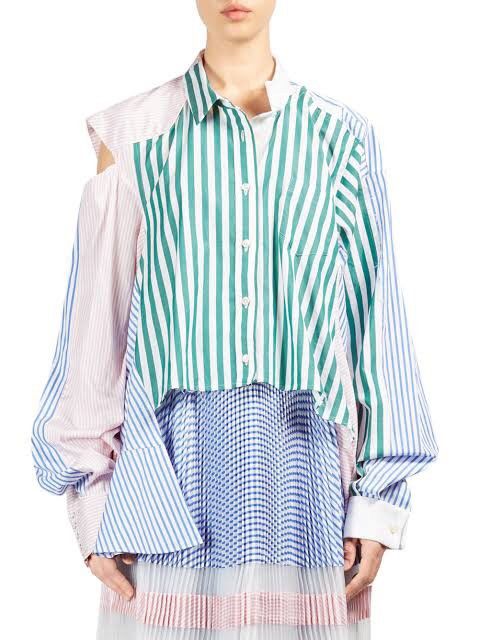 Sacai Sacai Asymmetrical Stripe Shirt Size M / US 6-8 / IT 42-44 - 1 Thumbnail