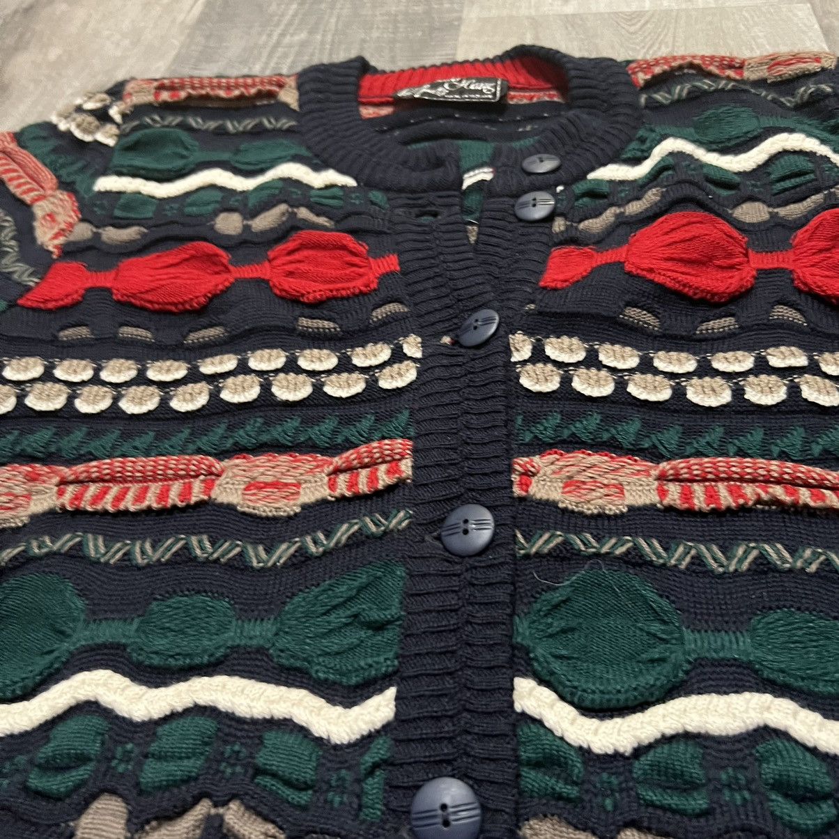 VTG Oskar Haug Chunky Knit Striped Cardigan Ireland Sweater