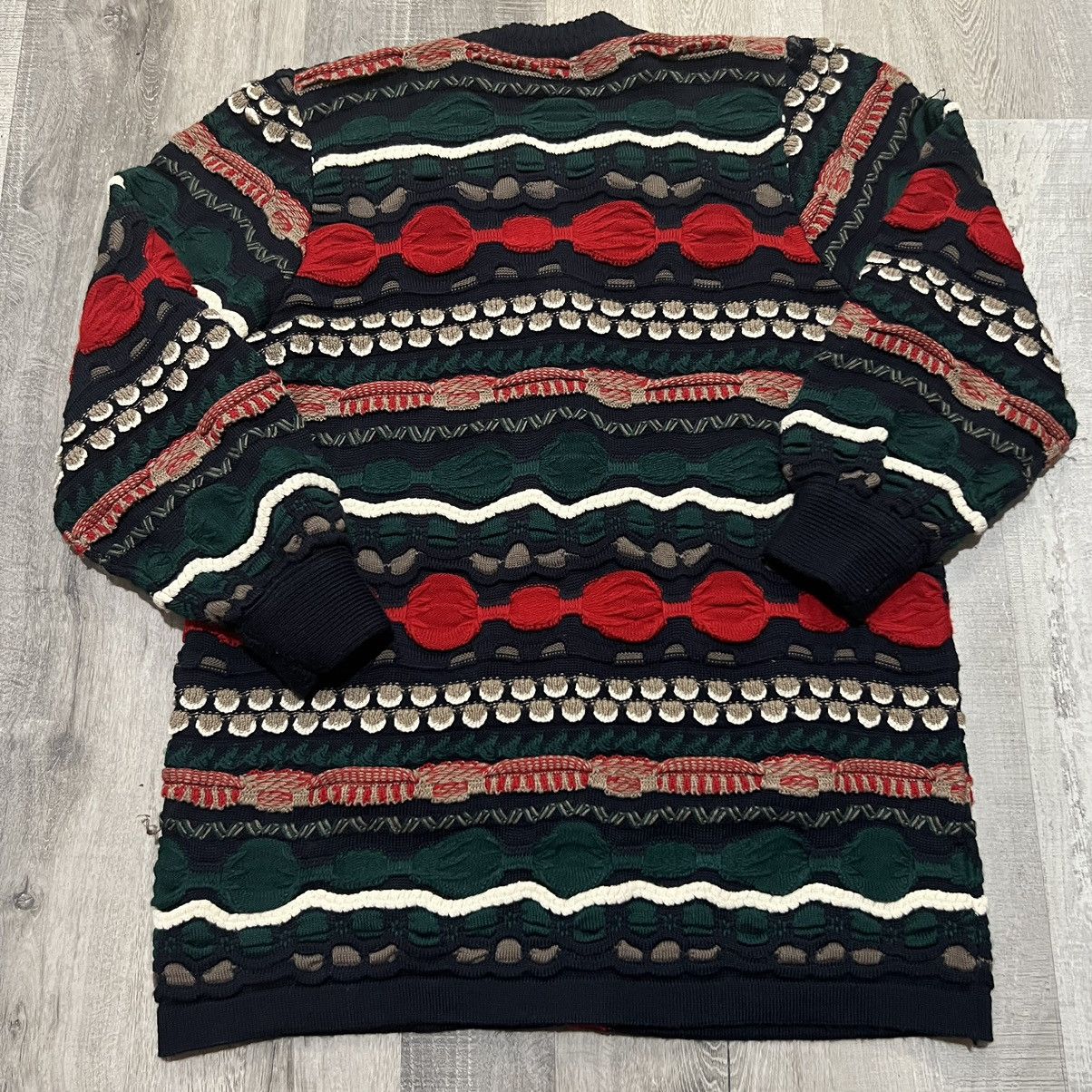 VTG Oskar Haug Chunky Knit Striped Cardigan Ireland Sweater