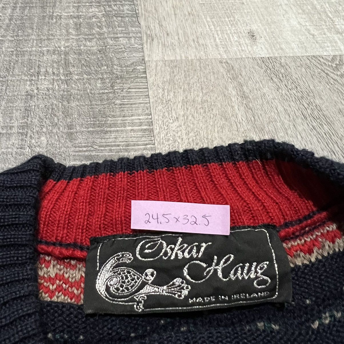 VTG Oskar Haug Chunky Knit Striped Cardigan Ireland Sweater