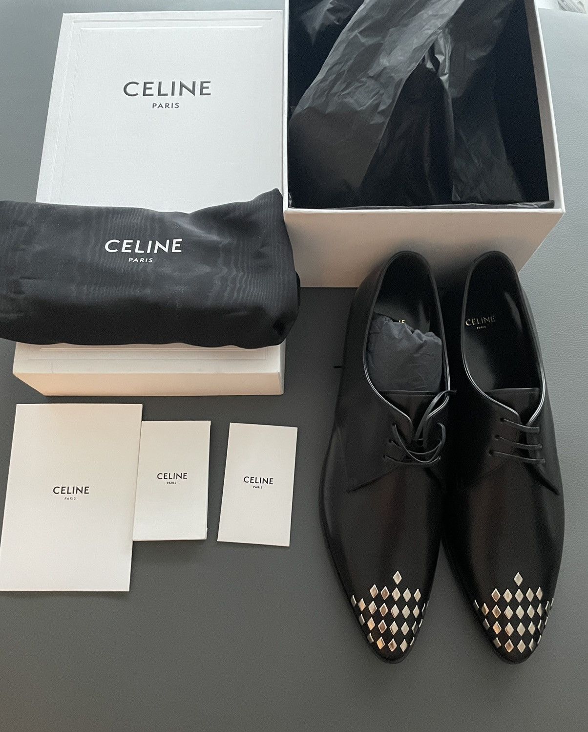 Celine × Hedi Slimane Super Runway Celine by Hedi Slimane Studded Laceups Size US 11.5 / EU 44-45 - 12 Thumbnail