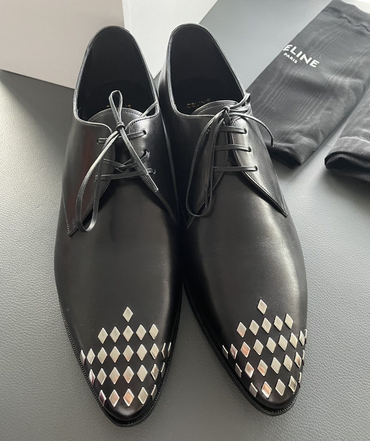Celine × Hedi Slimane Super Runway Celine by Hedi Slimane Studded Laceups Size US 11.5 / EU 44-45 - 5 Thumbnail