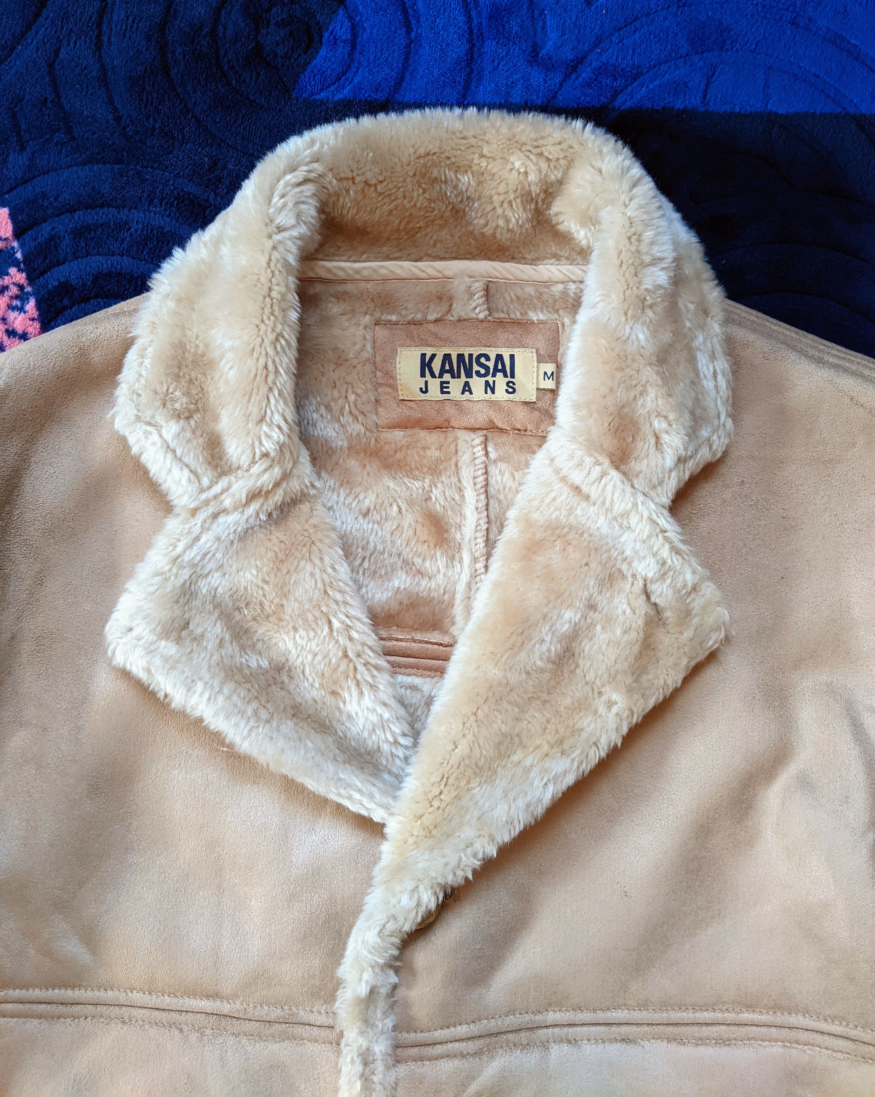 Japanese Brand × Kansai Yamamoto × Vintage Vintage Kansai Jeans Suede Leather Shearling Jacket Size US M / EU 48-50 / 2 - 4 Thumbnail