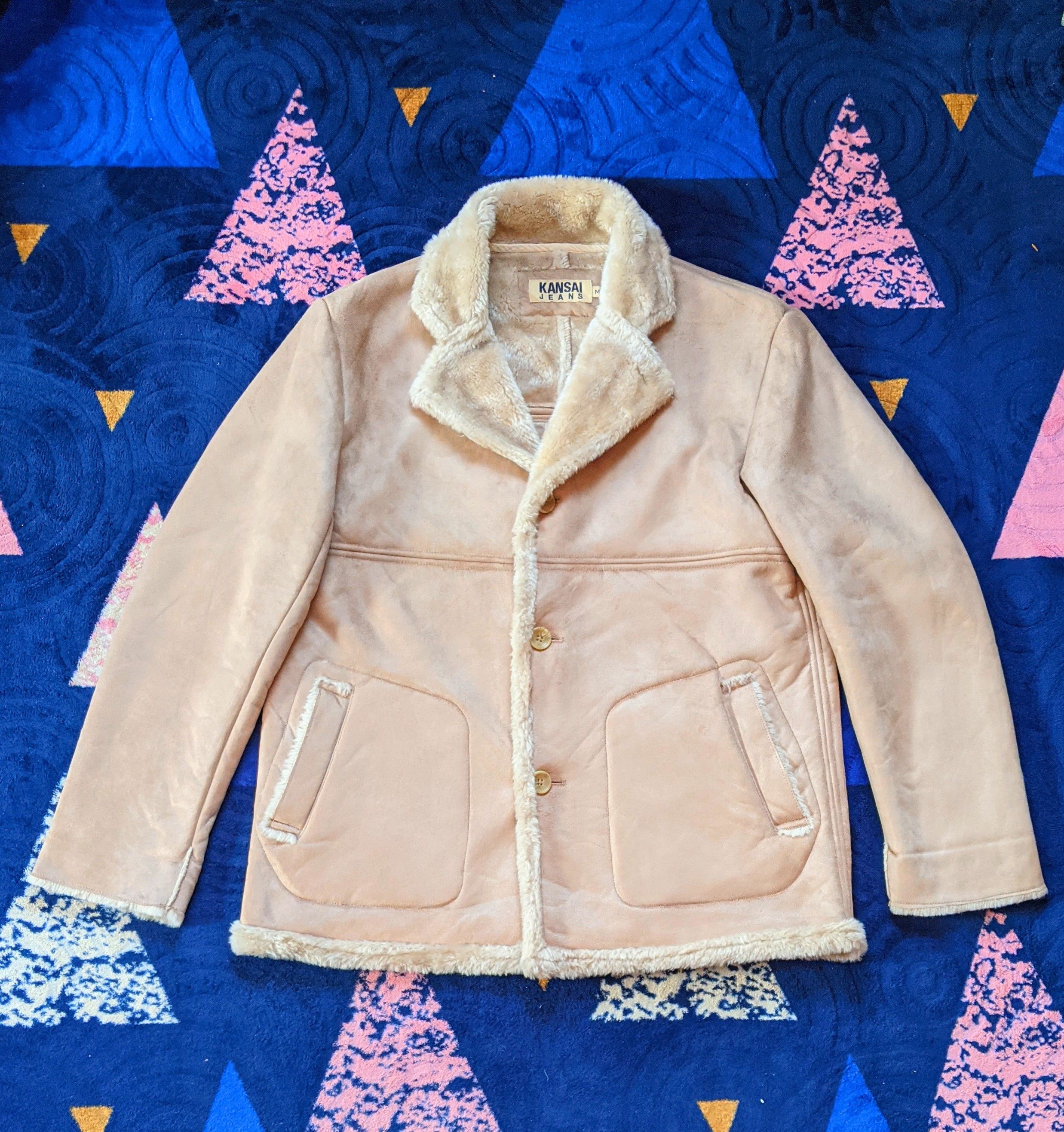 Japanese Brand × Kansai Yamamoto × Vintage Vintage Kansai Jeans Suede Leather Shearling Jacket Size US M / EU 48-50 / 2 - 1 Thumbnail